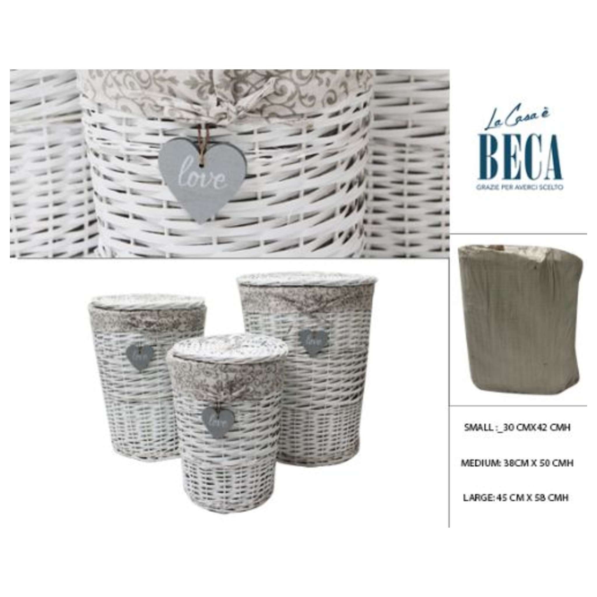 Portabiancher 3Pz Tondo Home Vimini Bian