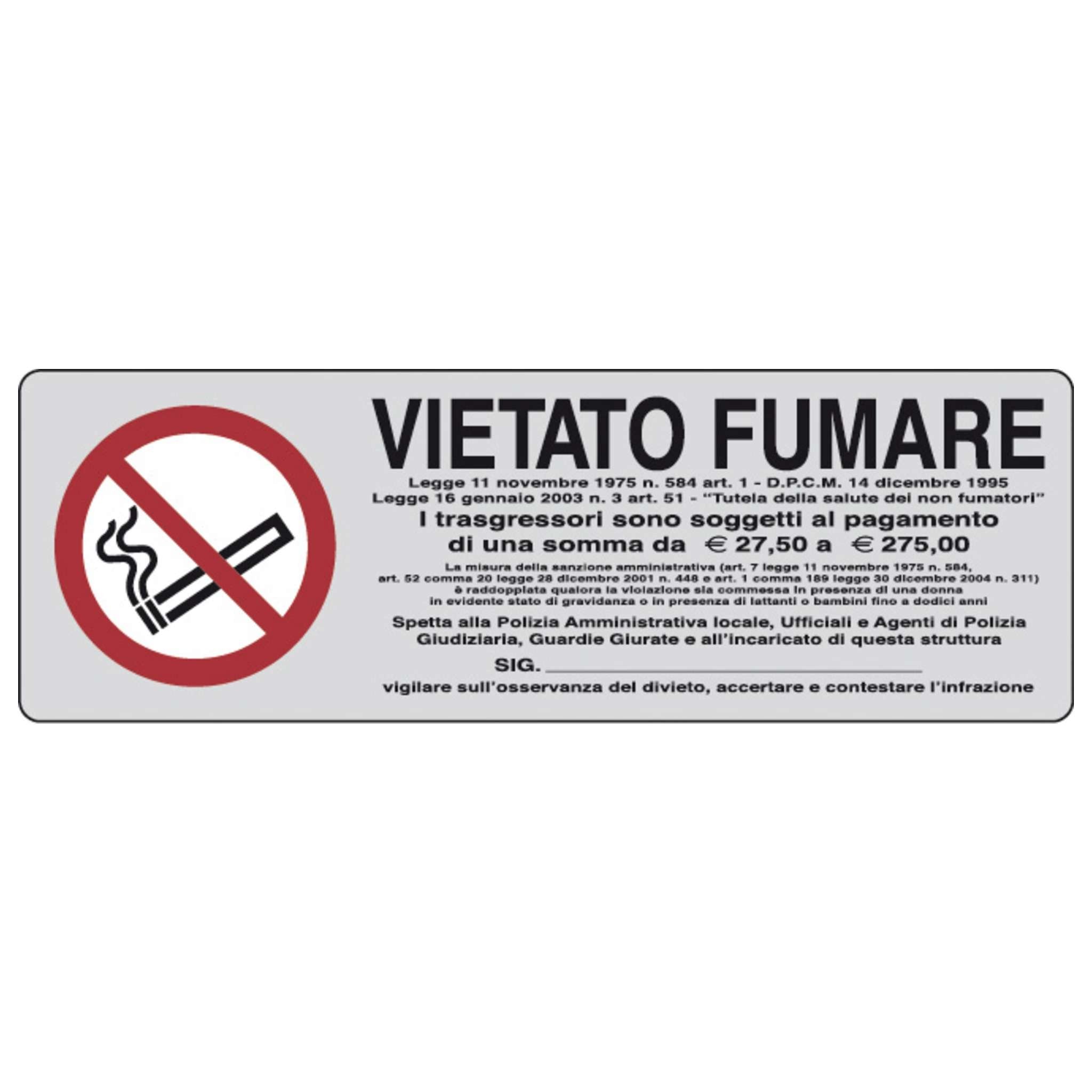 Etichetta Adesiva 150X50 Vietato Fumare - 10 Pz