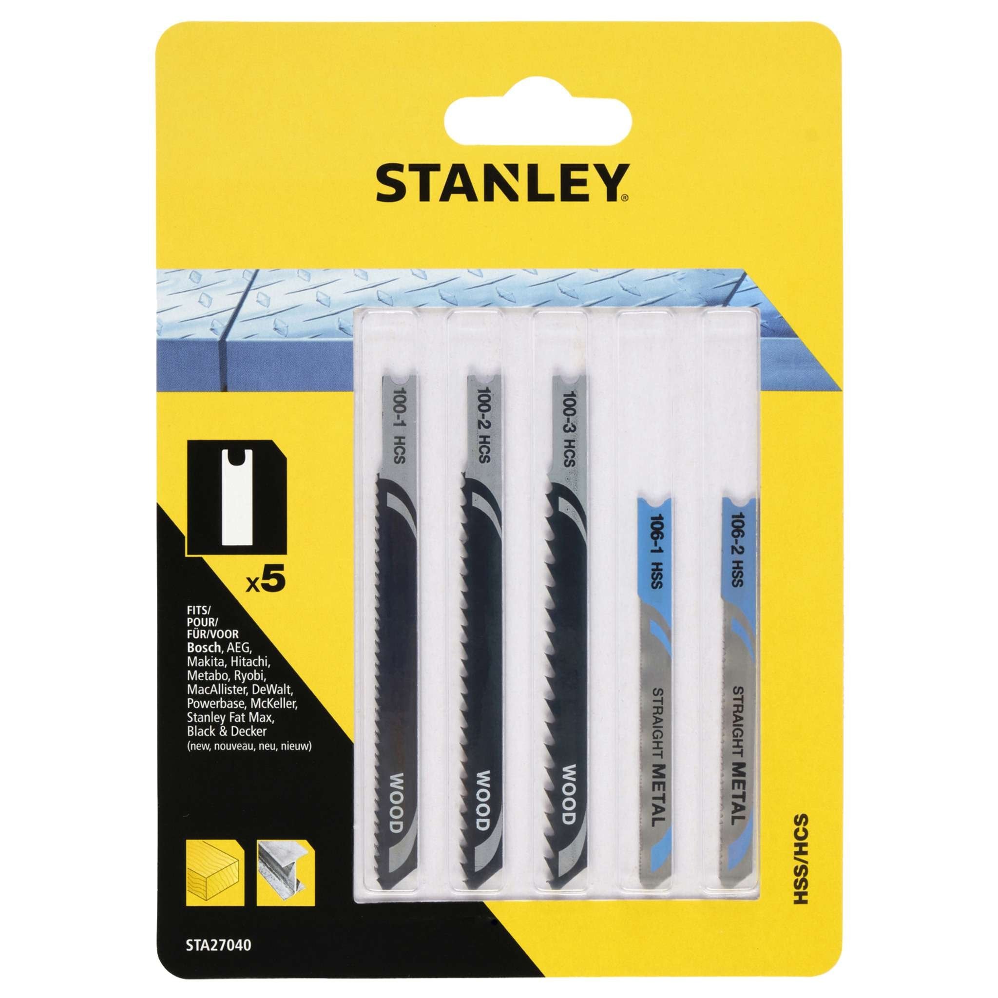 Piranha Stanley Sta27040 (X27040) 5 Lame Legno Metallo Att.Ad U