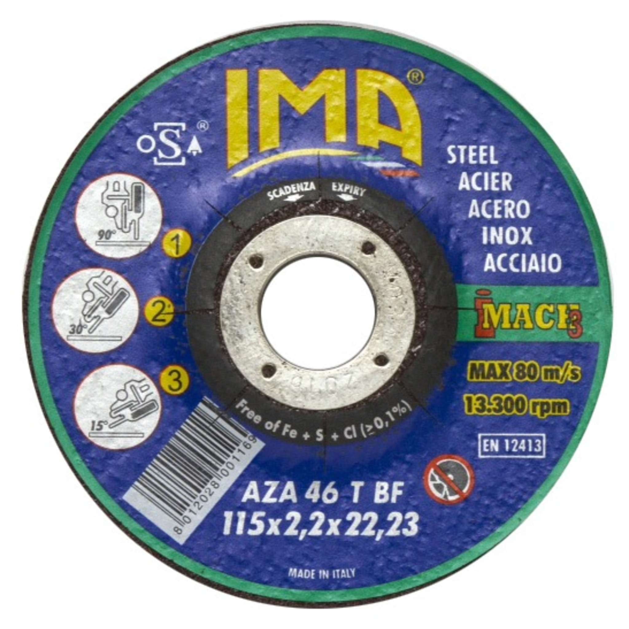 Ima Disco Per Ferro Taglio E Sbavo D 115X2,2 Mm - 25 Pz