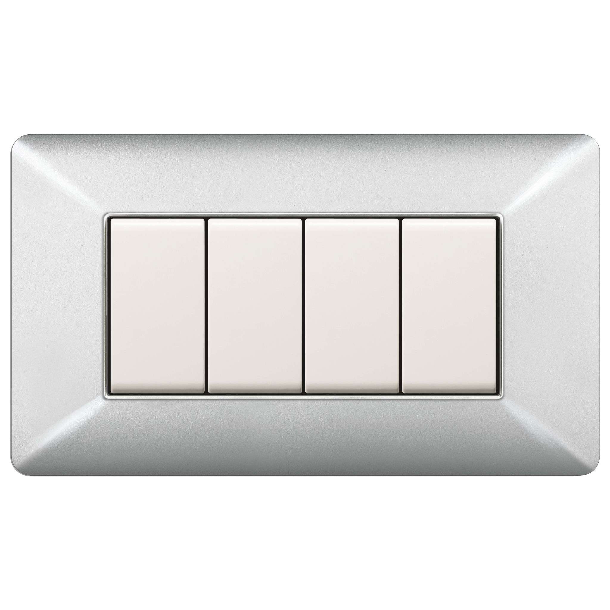 Placca Easy Mod. Matix Alluminio Chiaro 4P