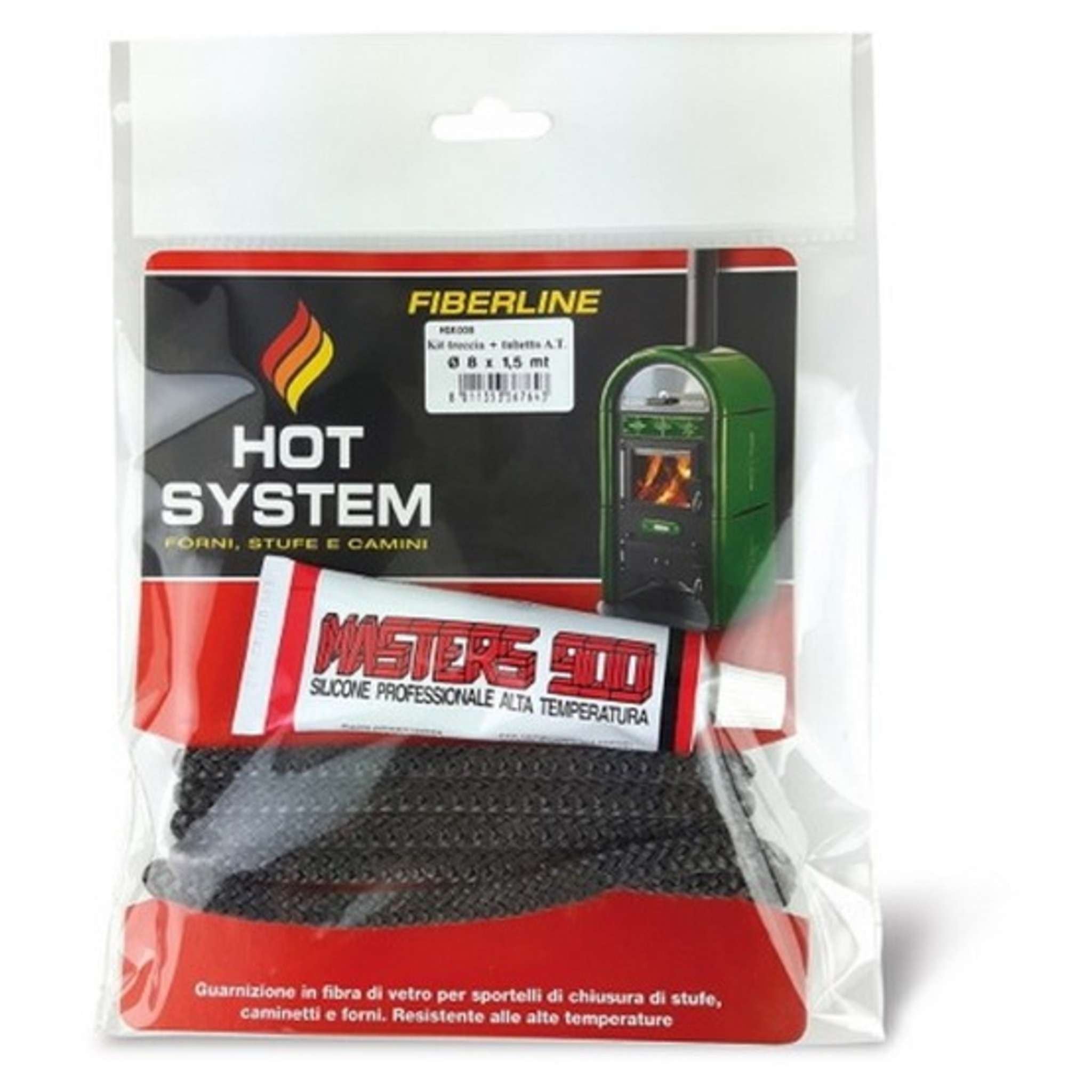 Kit Guarnizione Tonda Per Stufa+Silicone Ø Mm. 8X1,5 Mt. - 6 Pz