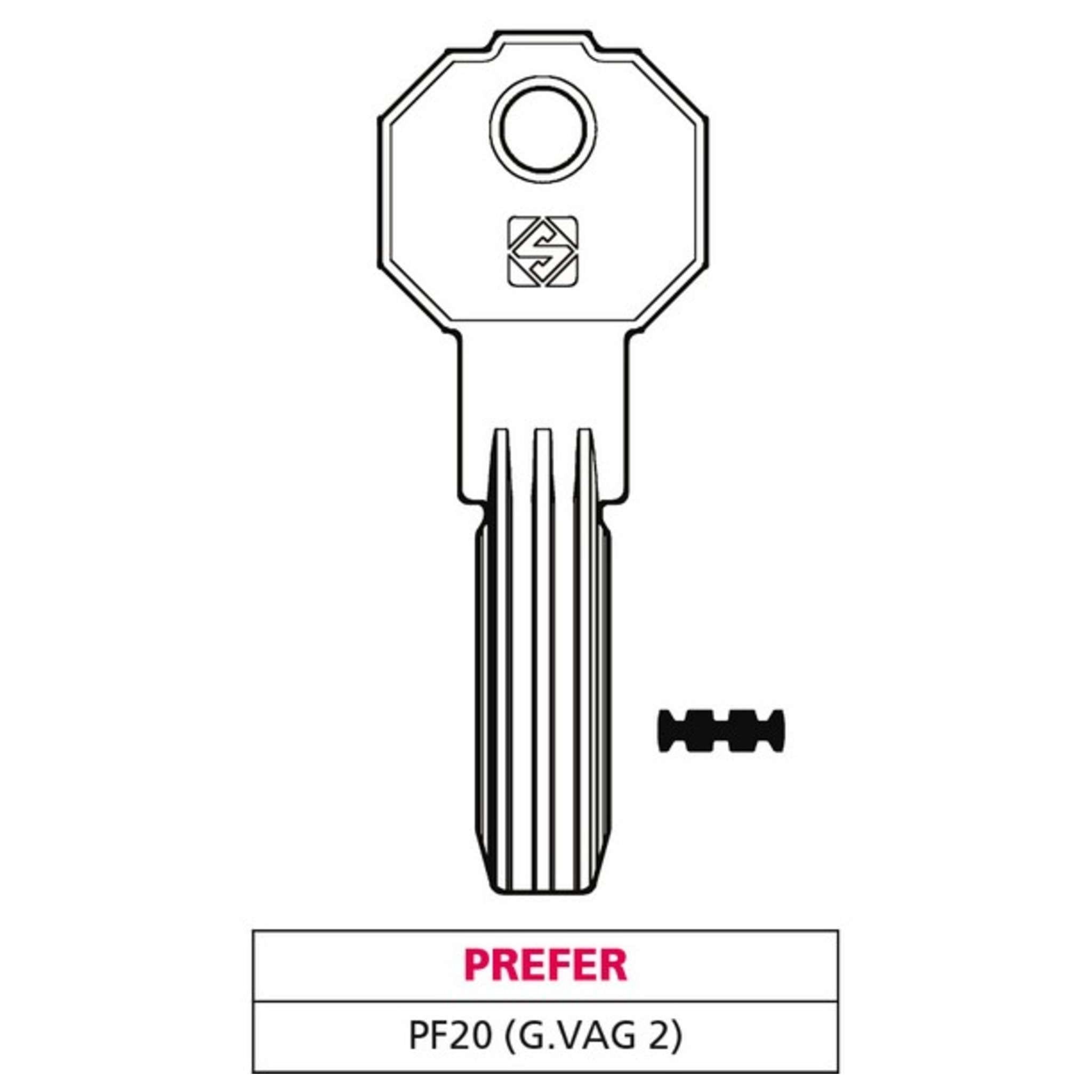 Silca Chiave Punzonata Ottone Pf20 (G. Vag 2) Prefer - 5 Pz