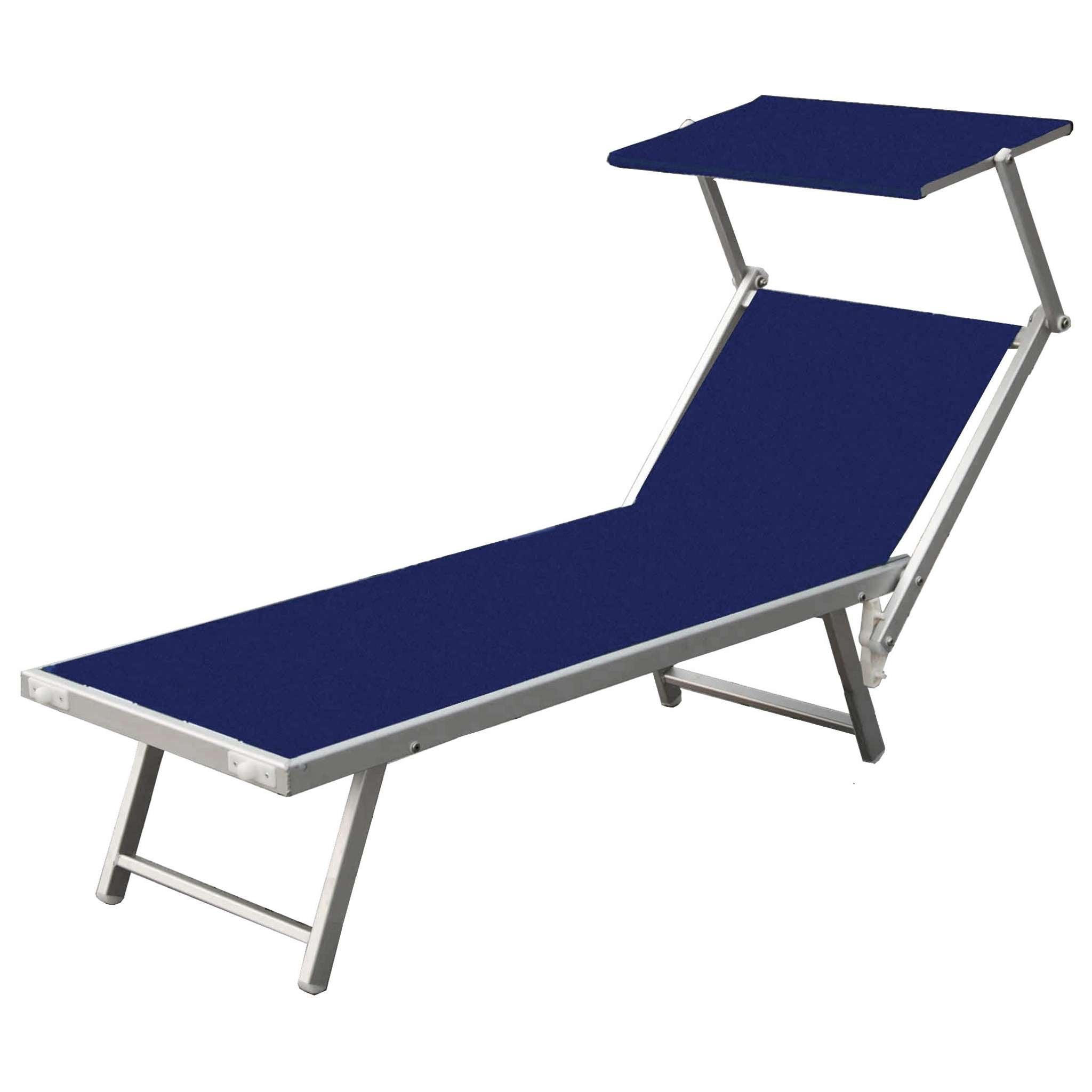 Playa Lettino Alluminio Con Parasole Blu - 2 Pz