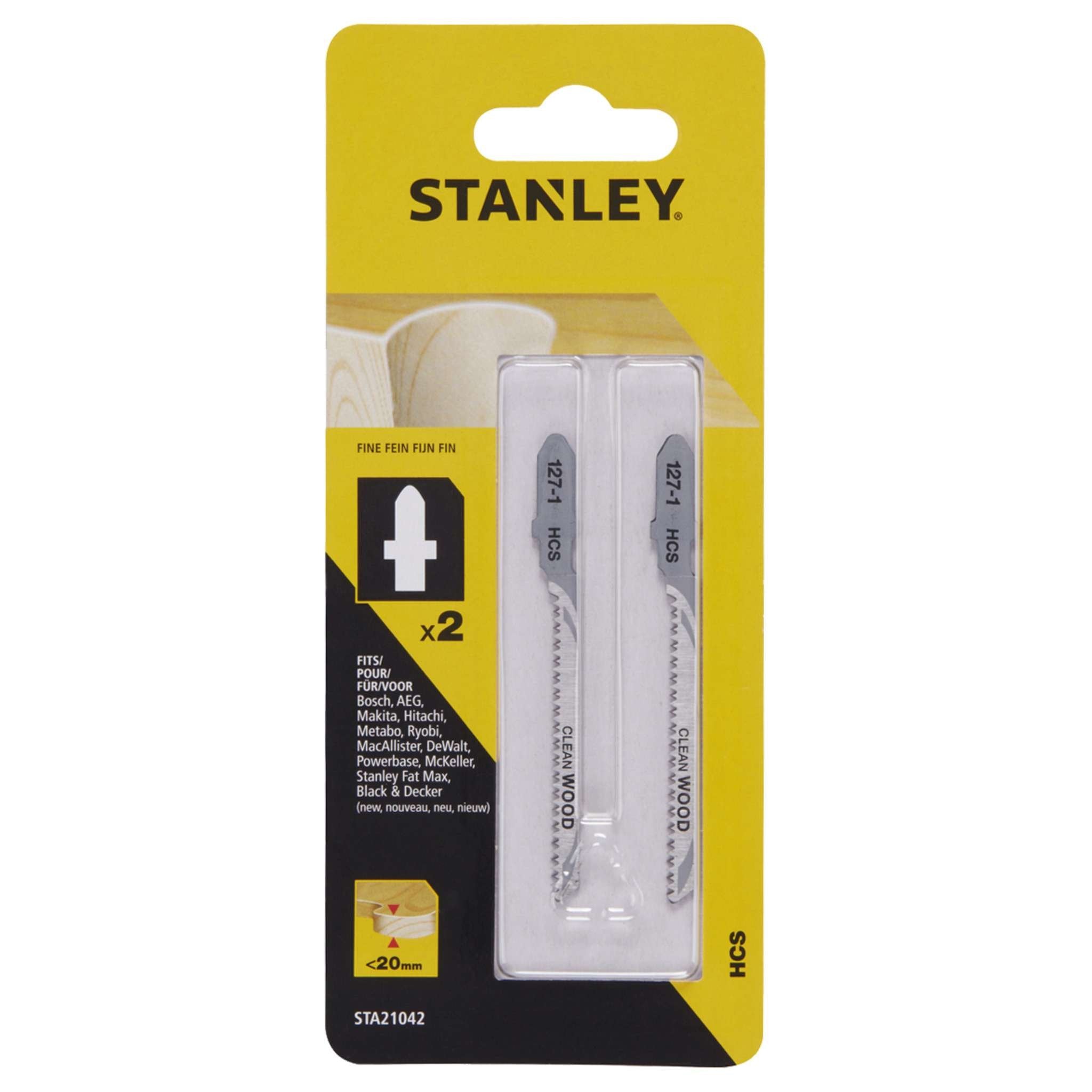 Piranha Stanley Sta21042 (X21003) 2 Lame Legno Rettangolaretaglio Fine Att. A T