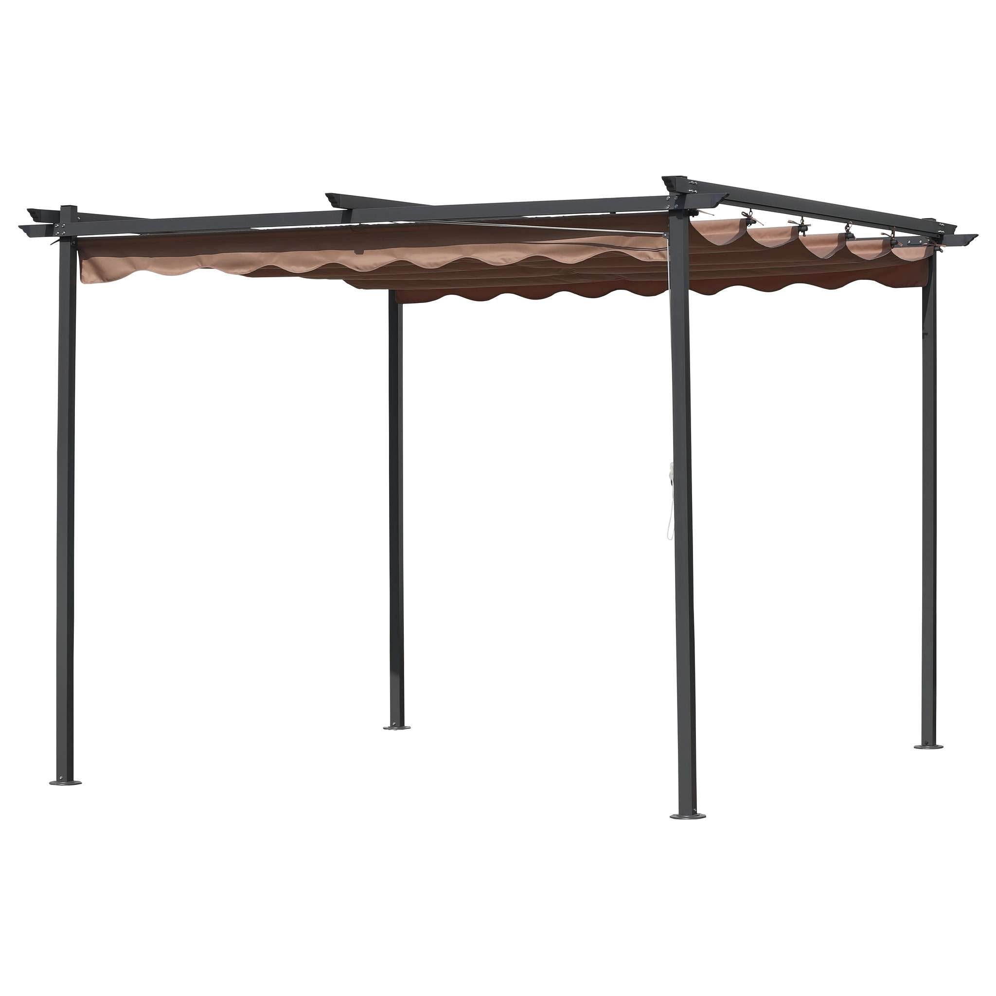 Pergola In Acciaio Con Telo Retrattile 3X3Xh2,2 M