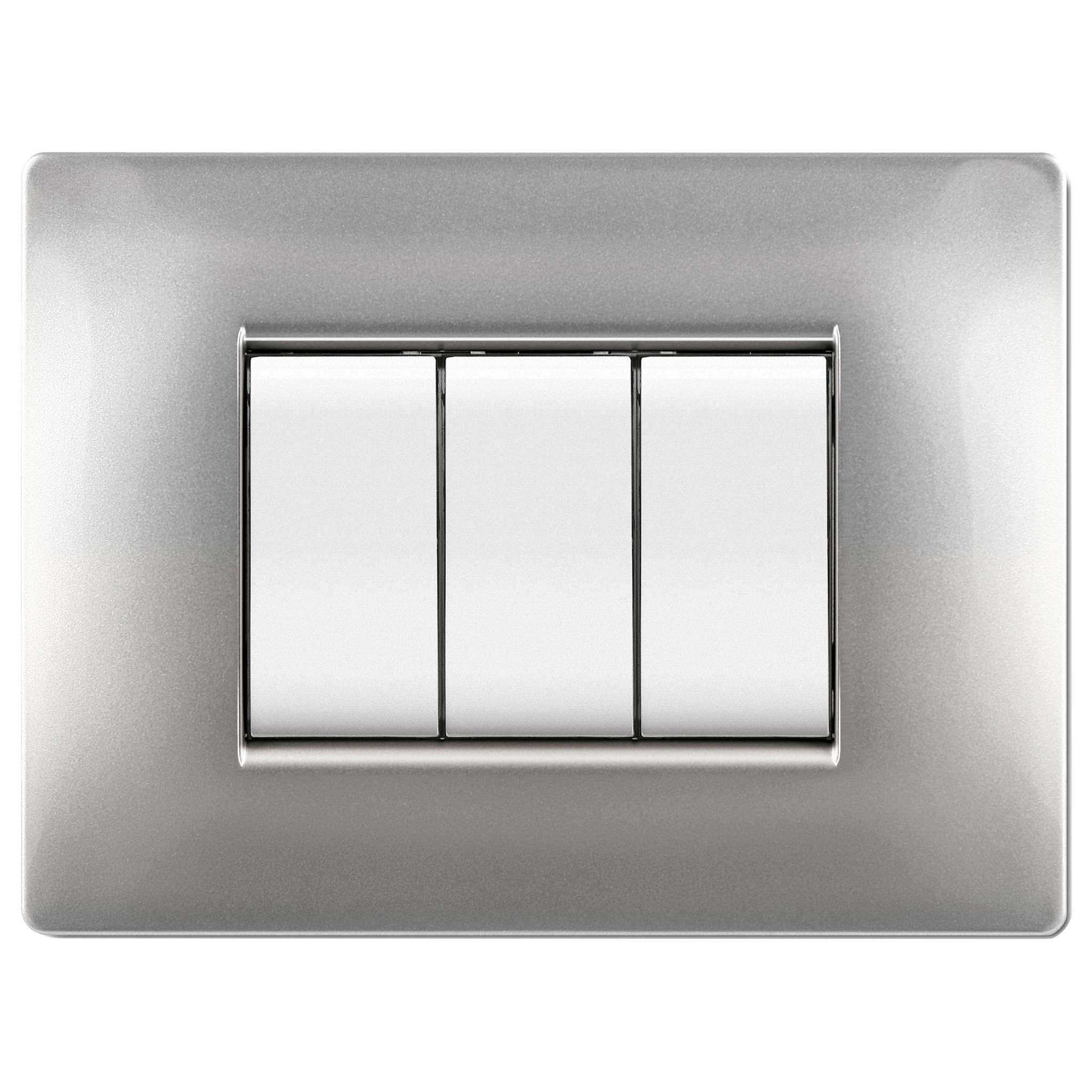 Placca Life Q Mod.Living Plas.Alluminio Ch.3P - 10 Pz