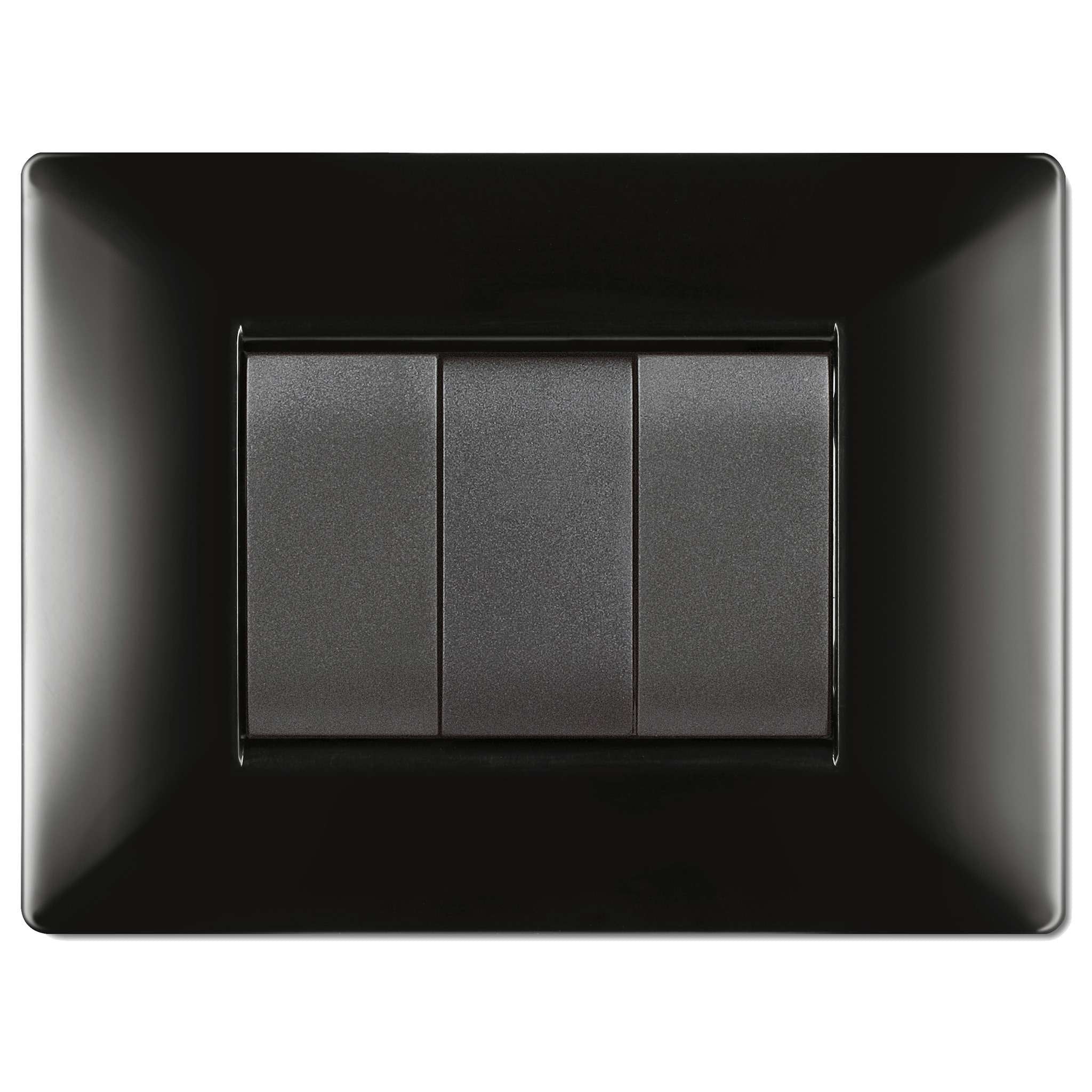 Placca Life Q Mod.Living Plas.Nero 3P - 10 Pz