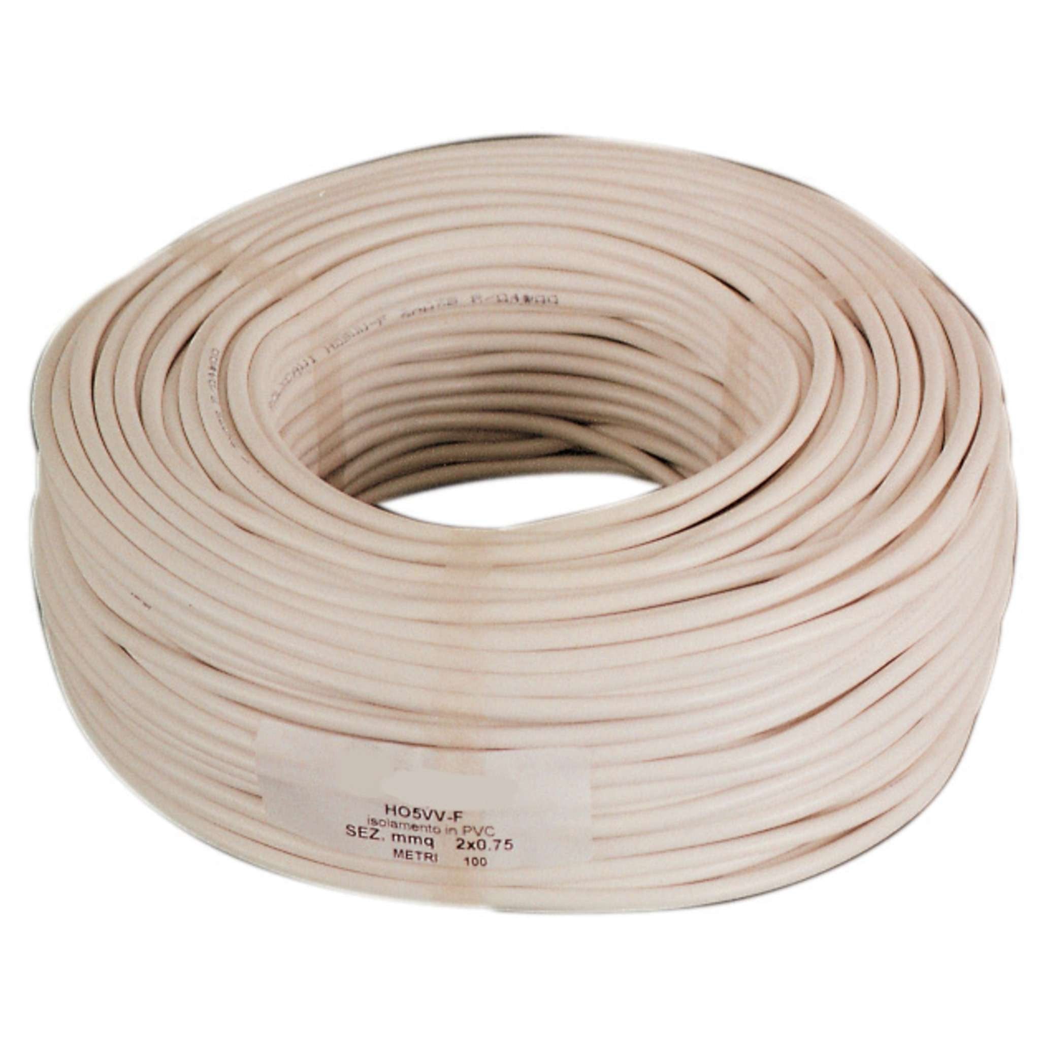 Cavo Elettrico Sez. 2X1,5 Bianco H05Vv-F - 100 Mt