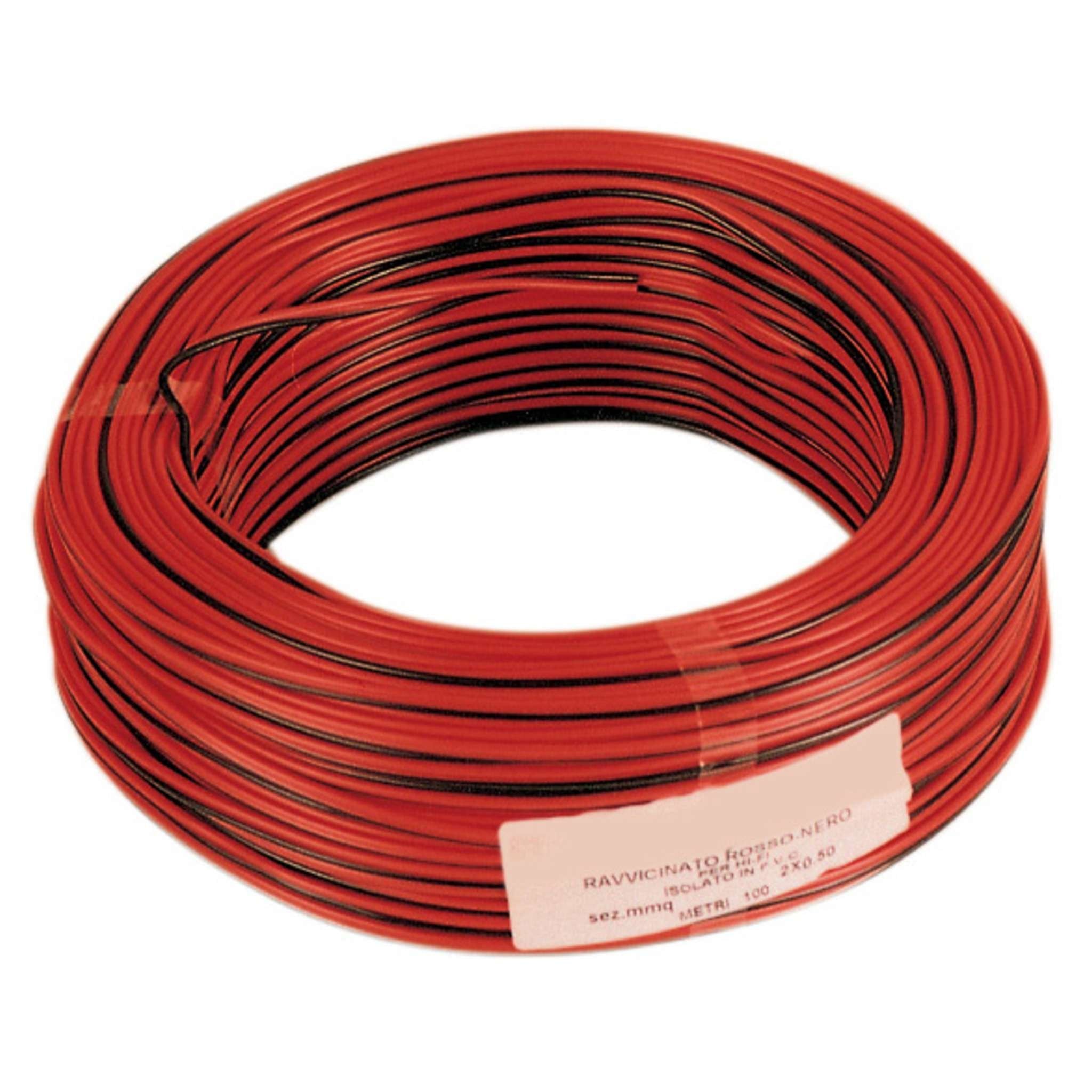 Cavo Elettrico Hi-Fi Rosso-Nero 2X0,50 - 100 Mt