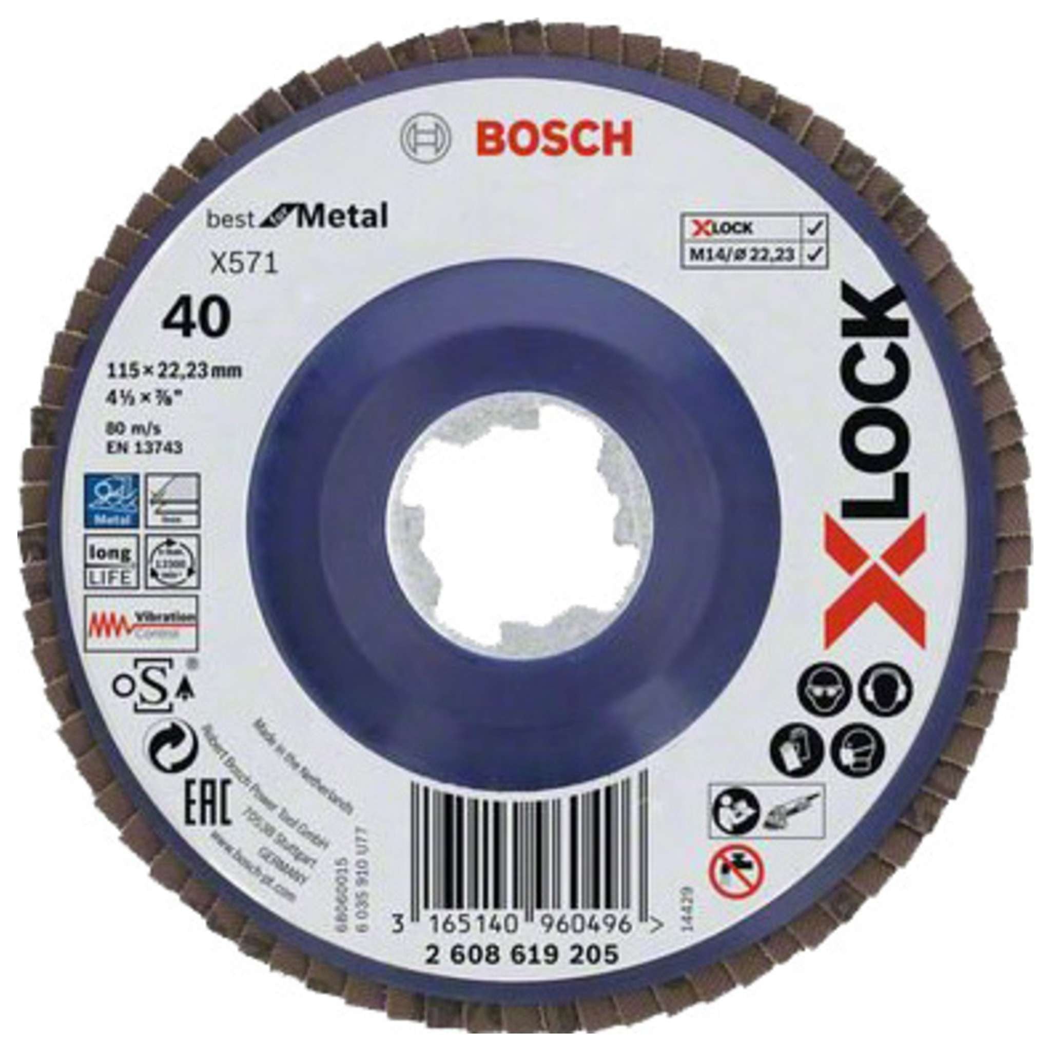 Bosch-A Disco Lamellare Xlock Gr 40 D 115 Mm - 10 Pz