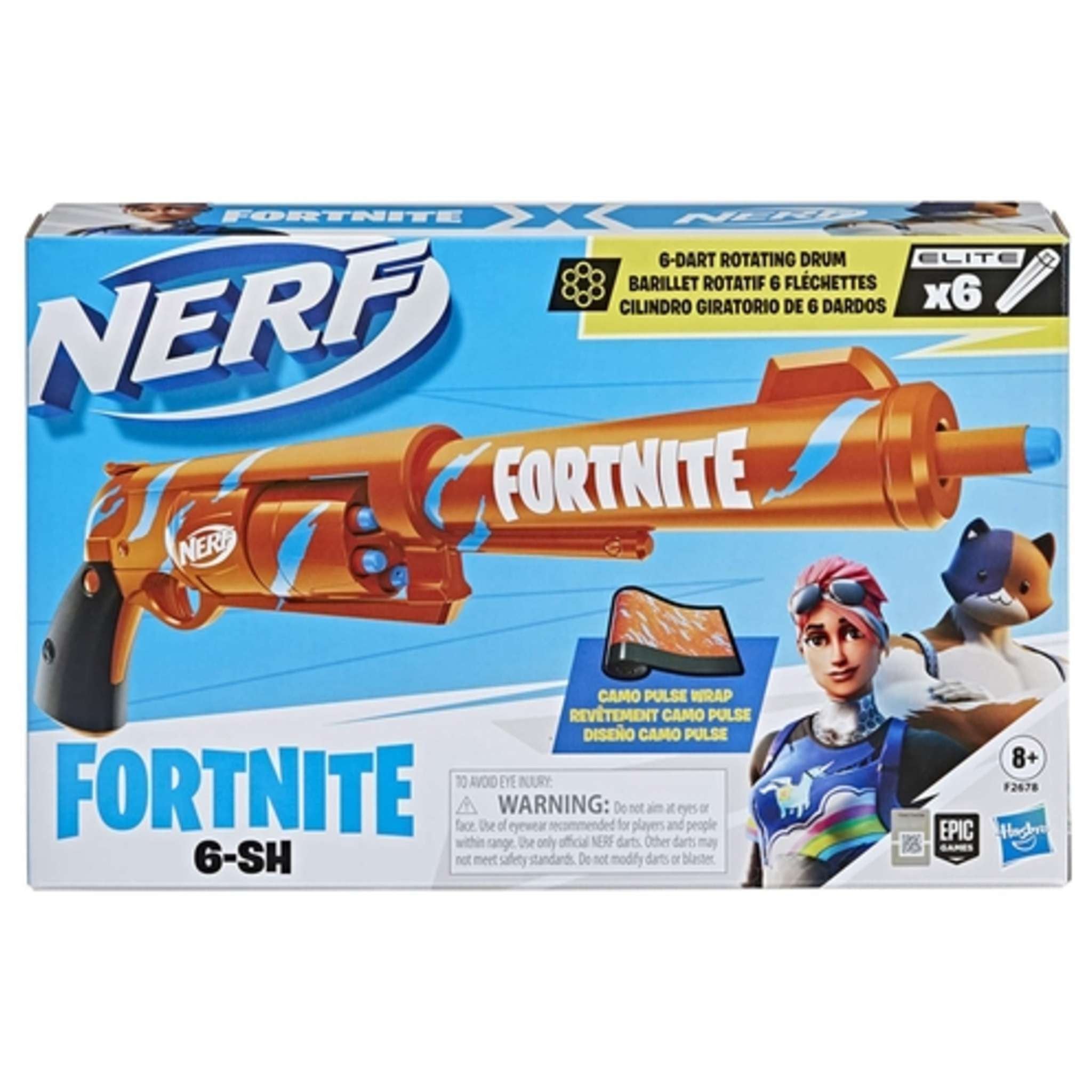 Blaster Nerf Fortnite 6-Sh Colorazione Camo Pulse