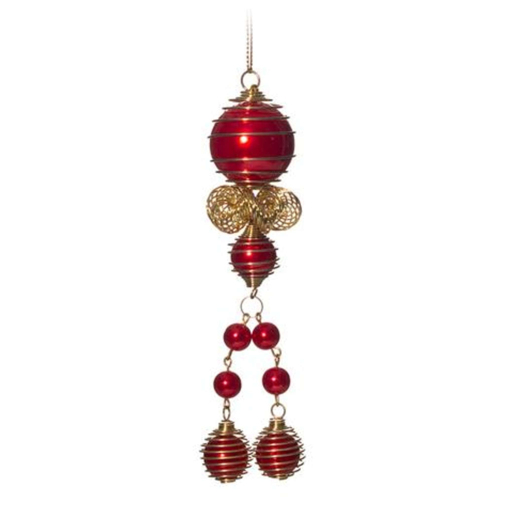Bx/4 Pendoli C/Fiocco 8 Sfere Red X1