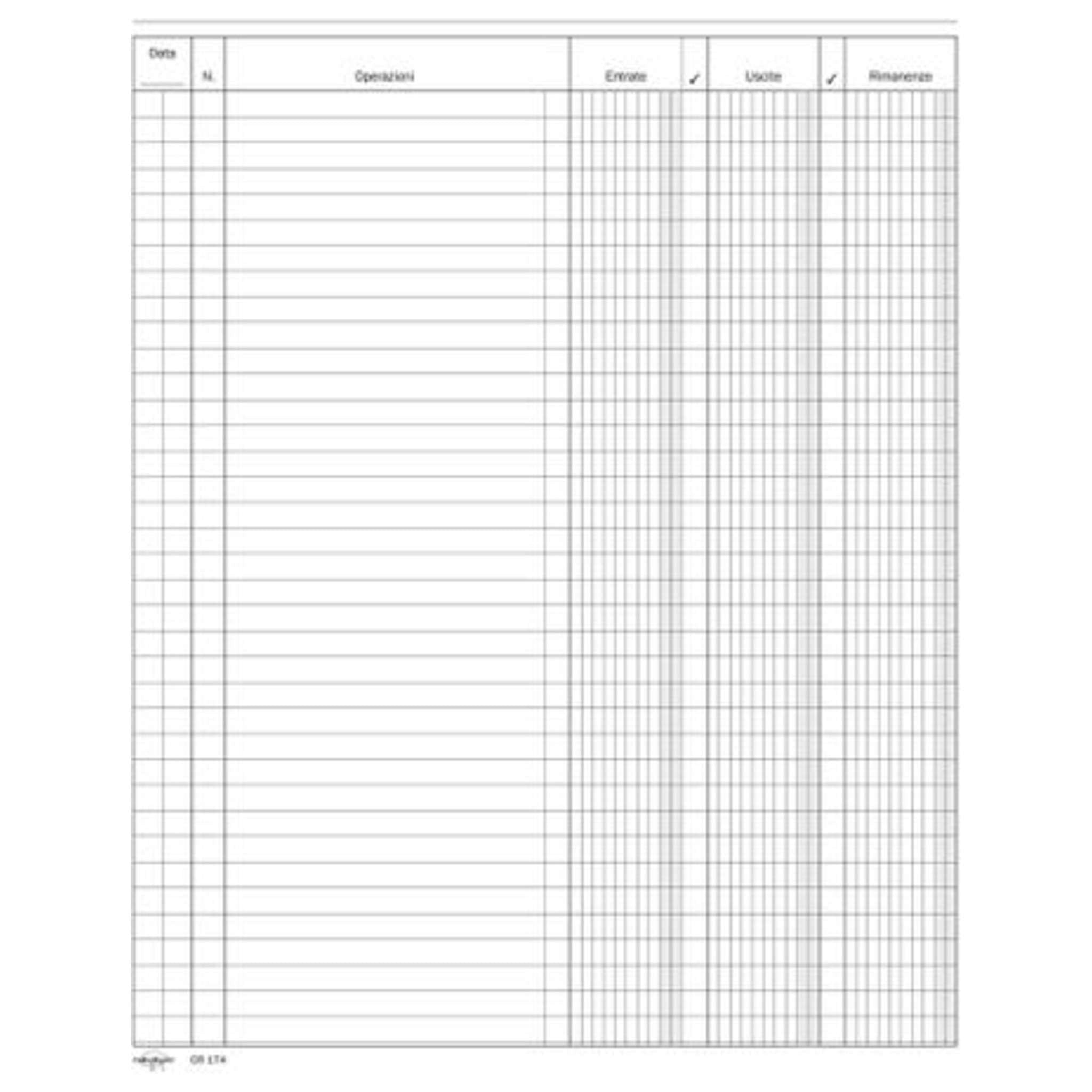 Registro Entrate/Uscite/Rimanenze 31X24 96 Pag. X1