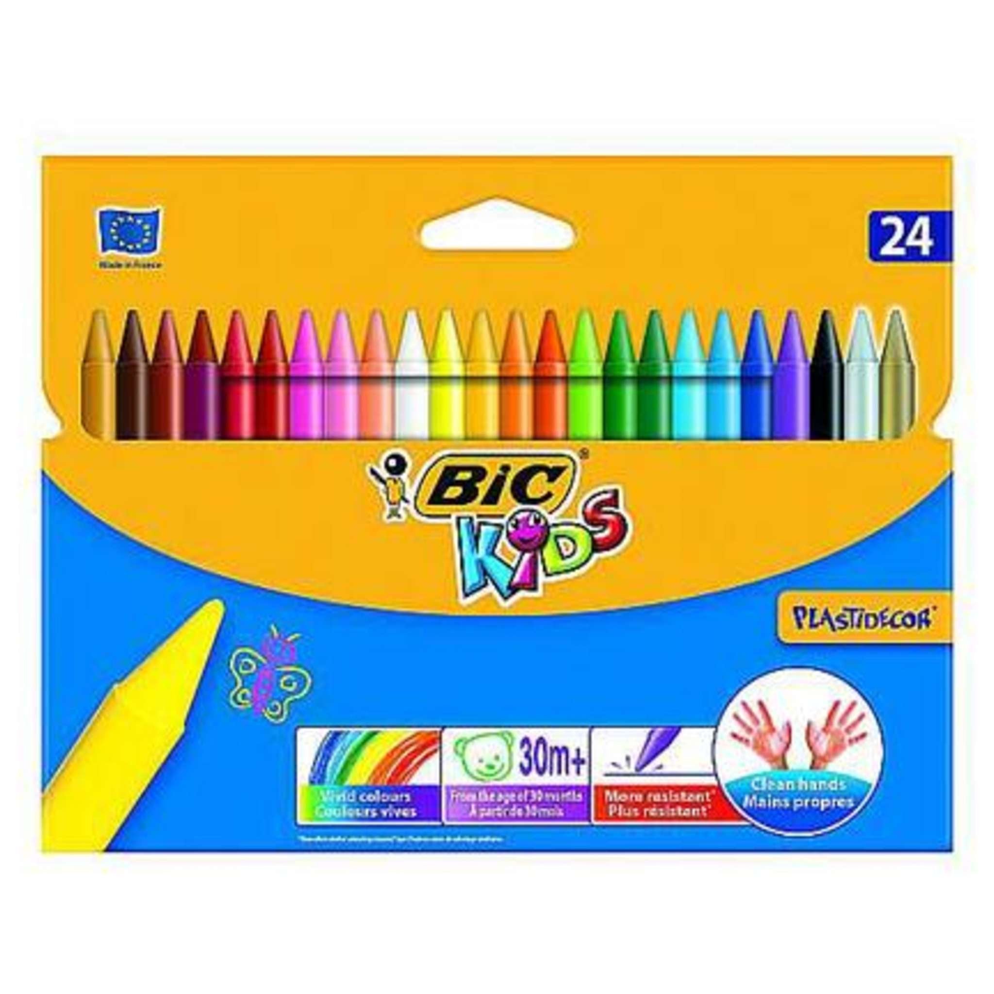 Confezione 24 Pastelli a cera Colori Assortiti Serie kids Plastidecor