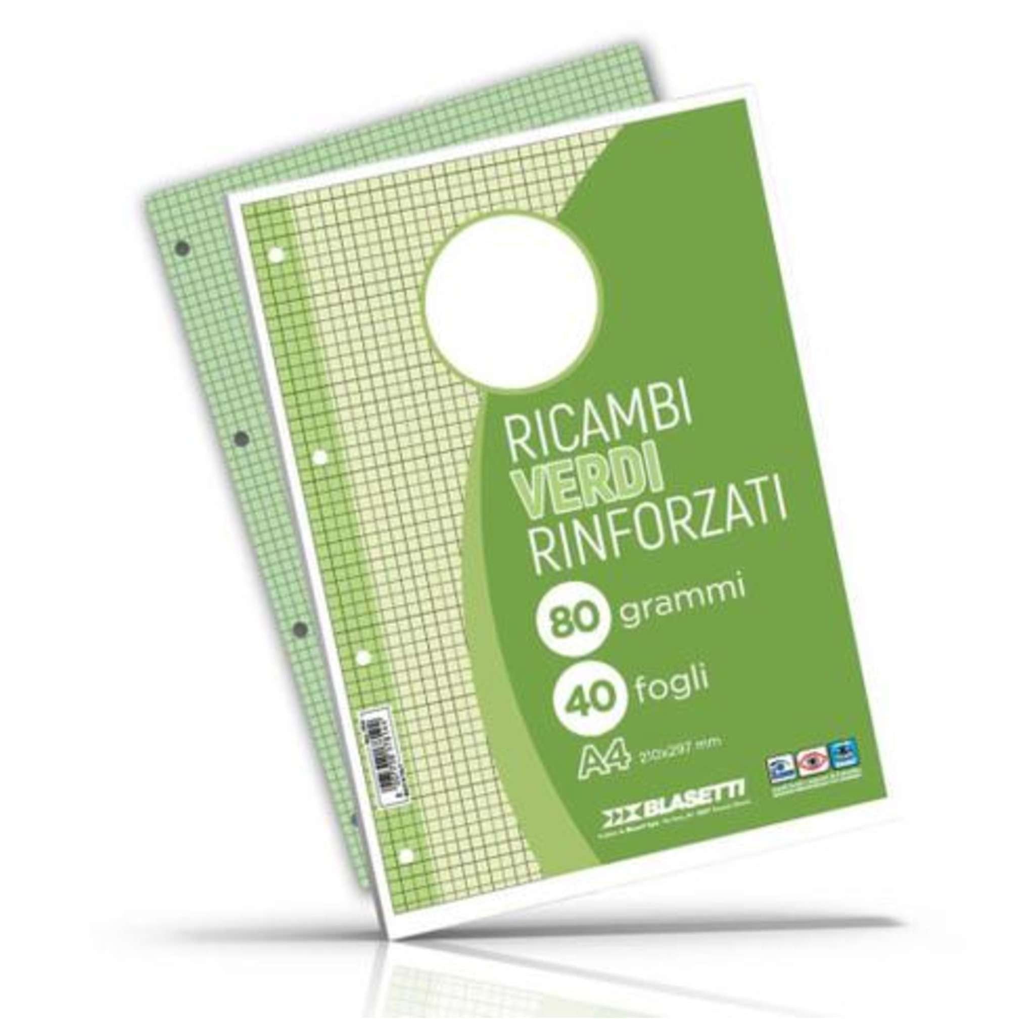 Ricambi Maxiquaderni Rinforzati Color Verde 40Ff. 80Gr. 5Mm X30