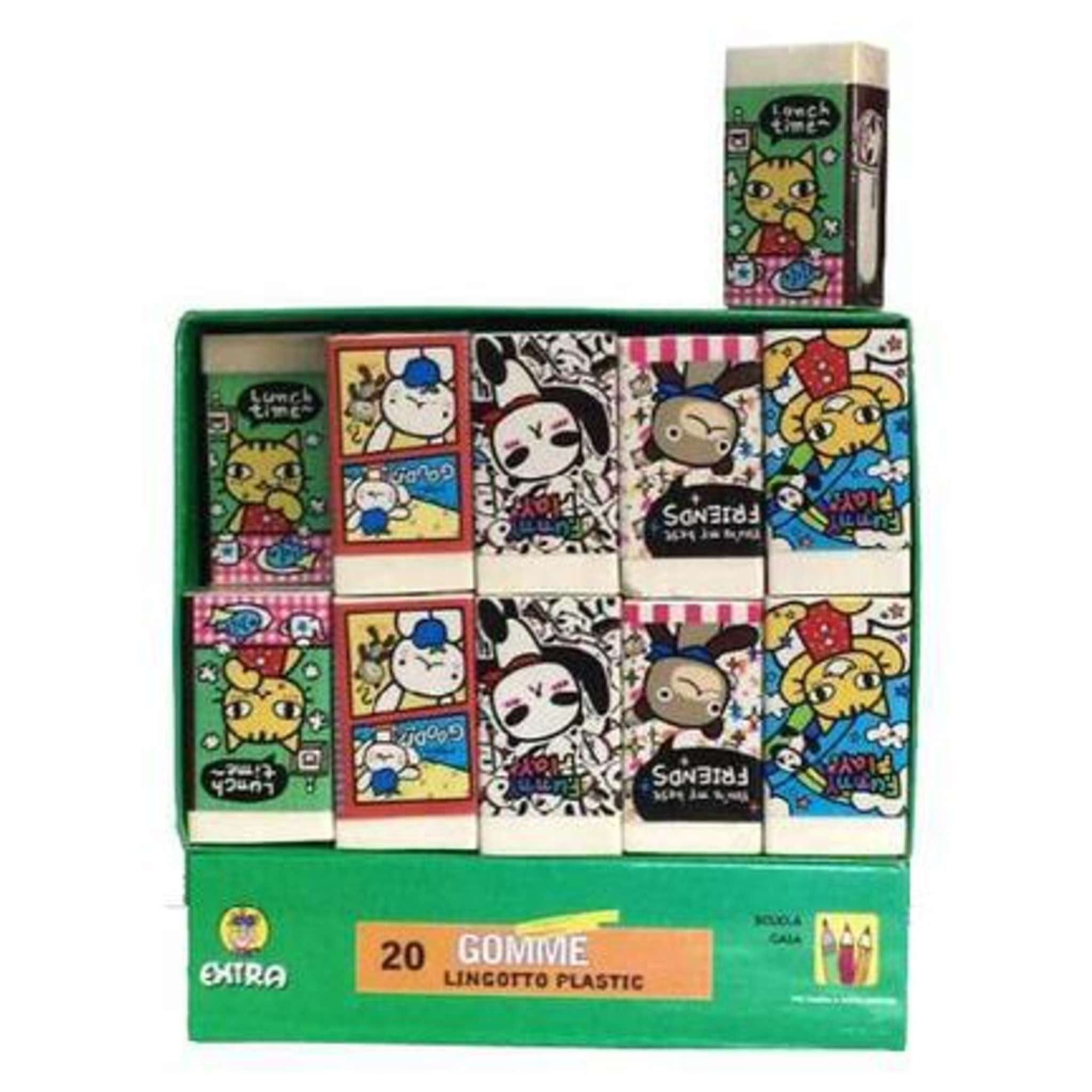 Bx 20 Gomme Plastica Lingotto Fantasy/C X1