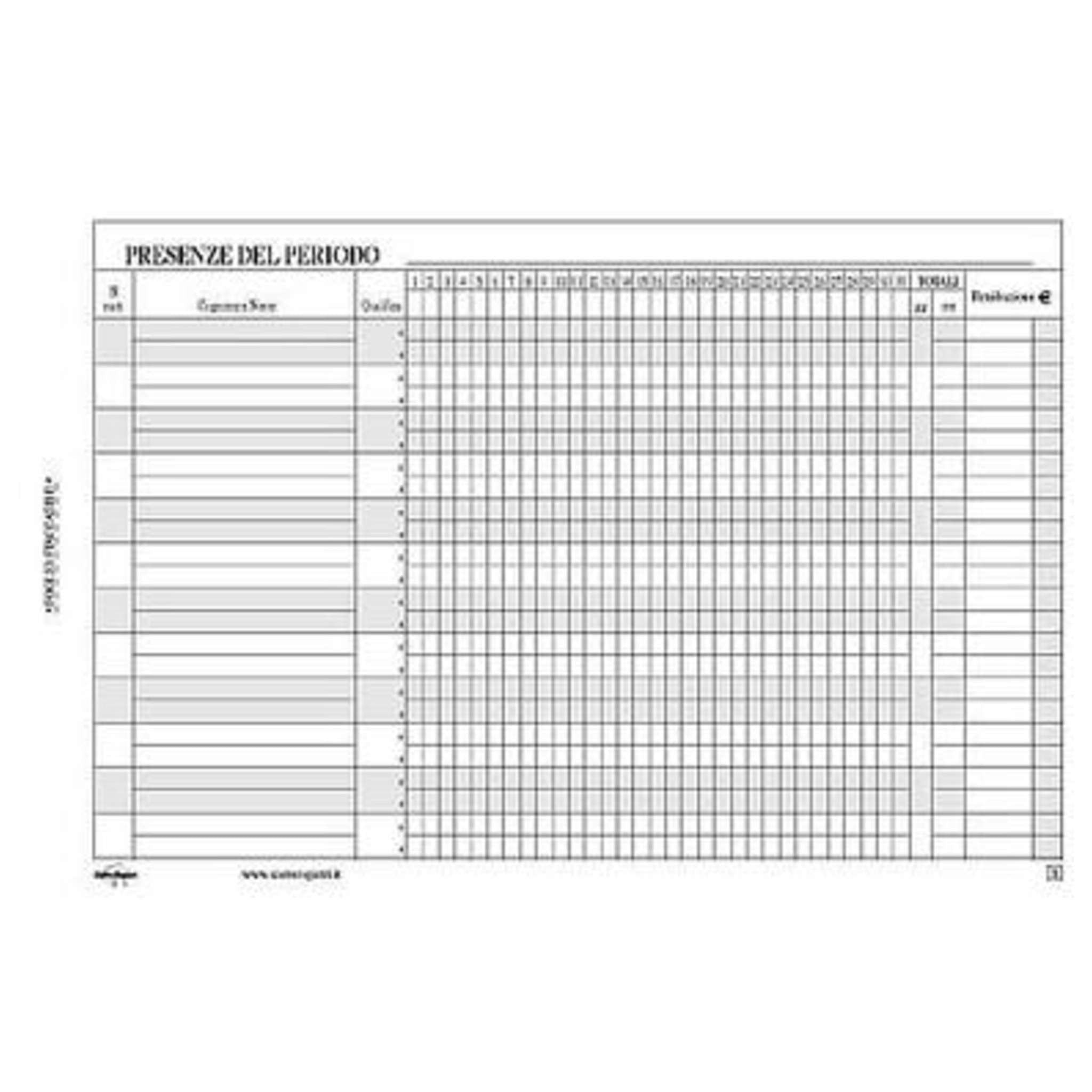 Blocco 23X15 Presenze Mensili - 2 Copie X1