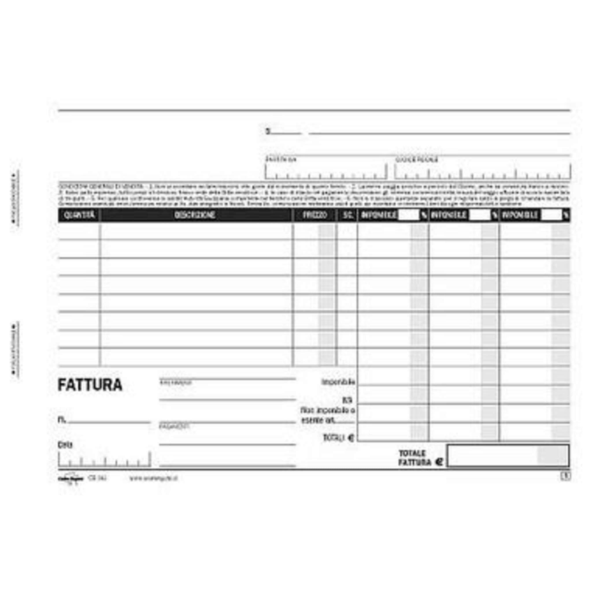 Blocco 23X15 Fattura 3 Aliquote 2 Copie X 50 Pag. X5