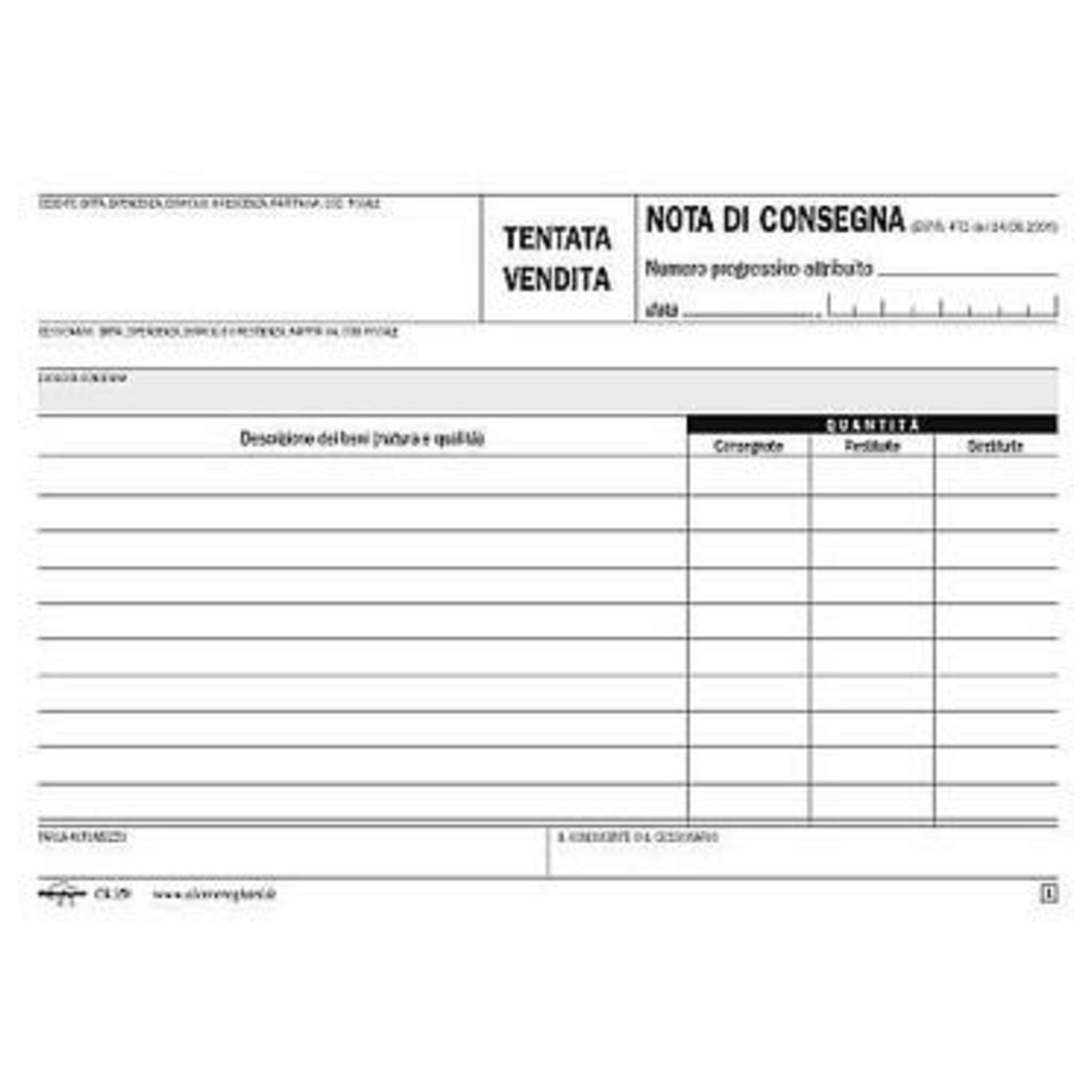 Blocco 23X15 Nota Consegna Tentata Vendita X5