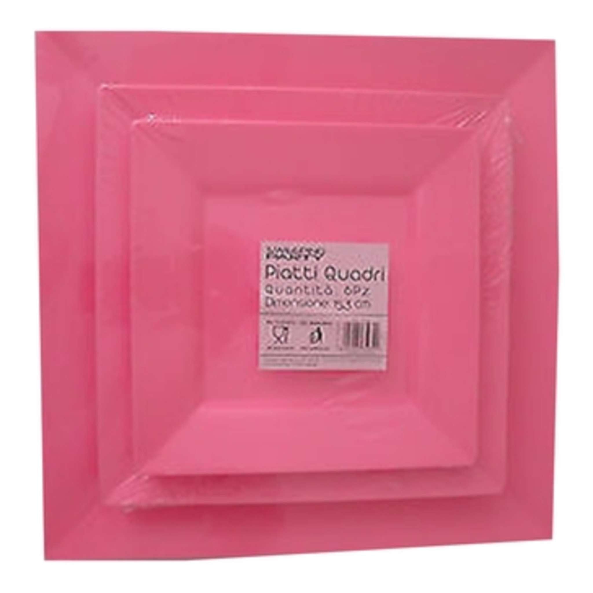Cf.6 Piatti Quadrati 8 Colore Rosa X1