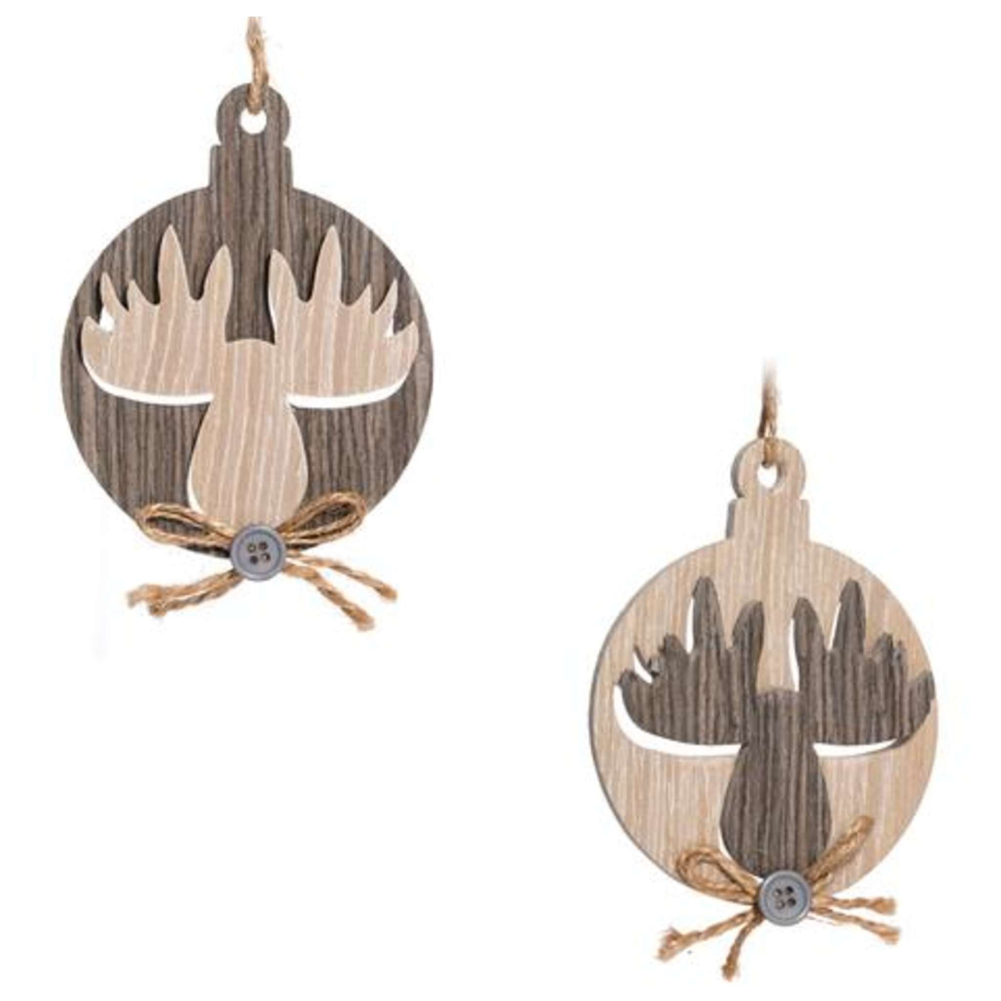 Ornamenti 10Cm 3D Renna Legno Nat-100 X1