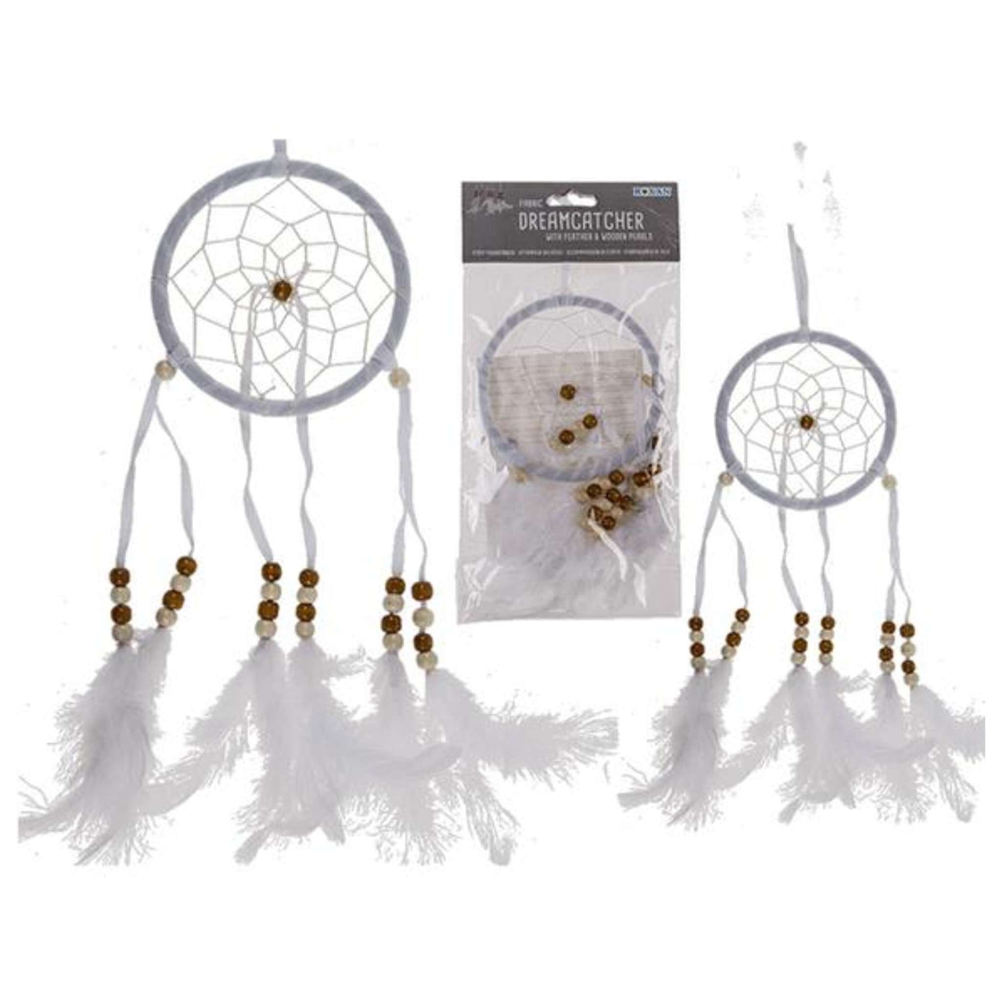 Scacciaguai Tessile Bianco C/Piume-Perle Di Legno X1