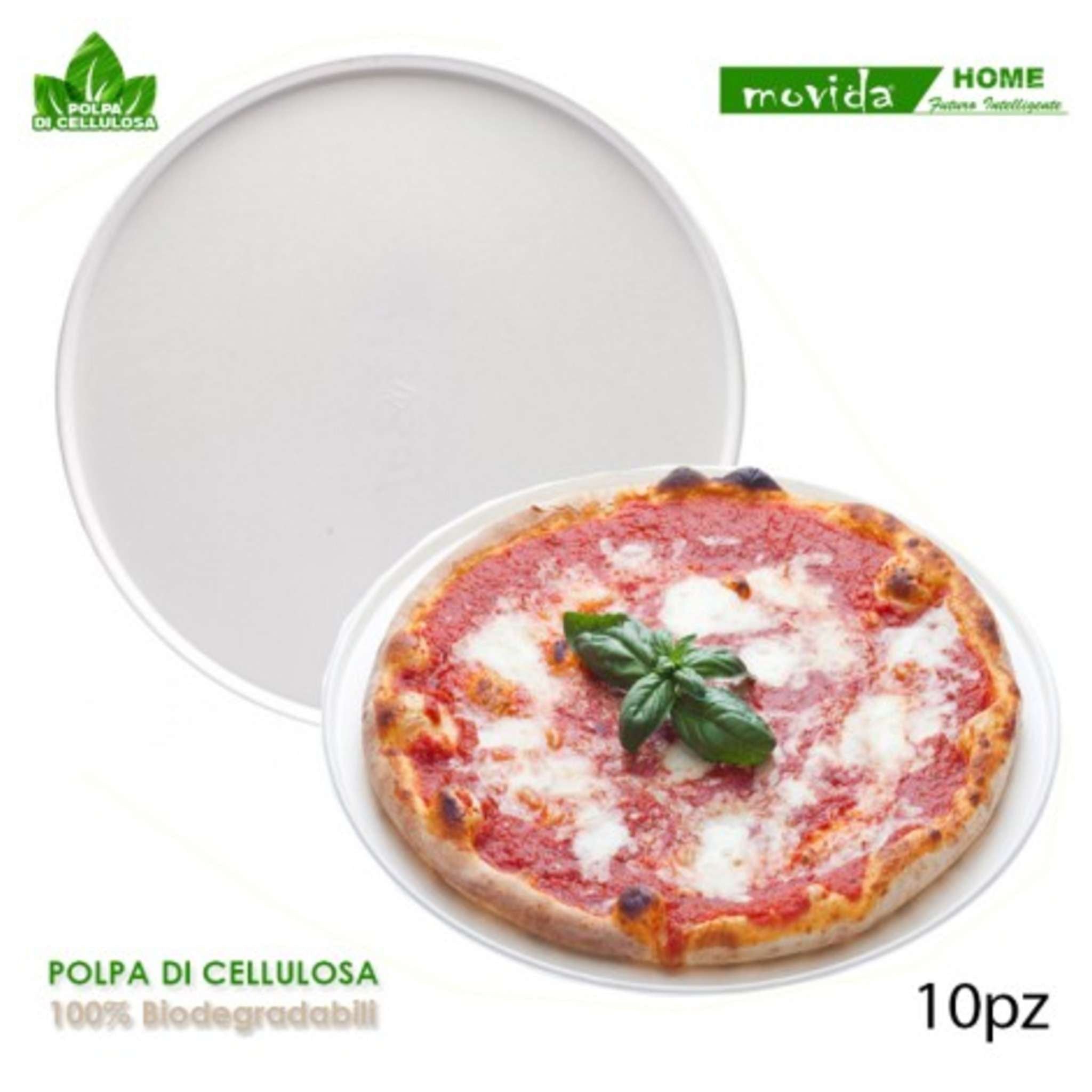 Confezione 10 Piatti Pizza 33 In Cellulosa Bio