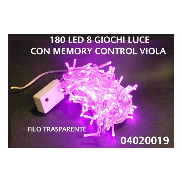 Luci albero di natale catena luminosa 180 Led /10,5 metri / 8 funzioni / luci viola / filo trasparente