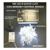 Luci albero di natale catena luminosa per esterno 180 Led /10,5 metri / 8 funzioni / luci bianche/ filo trasparente