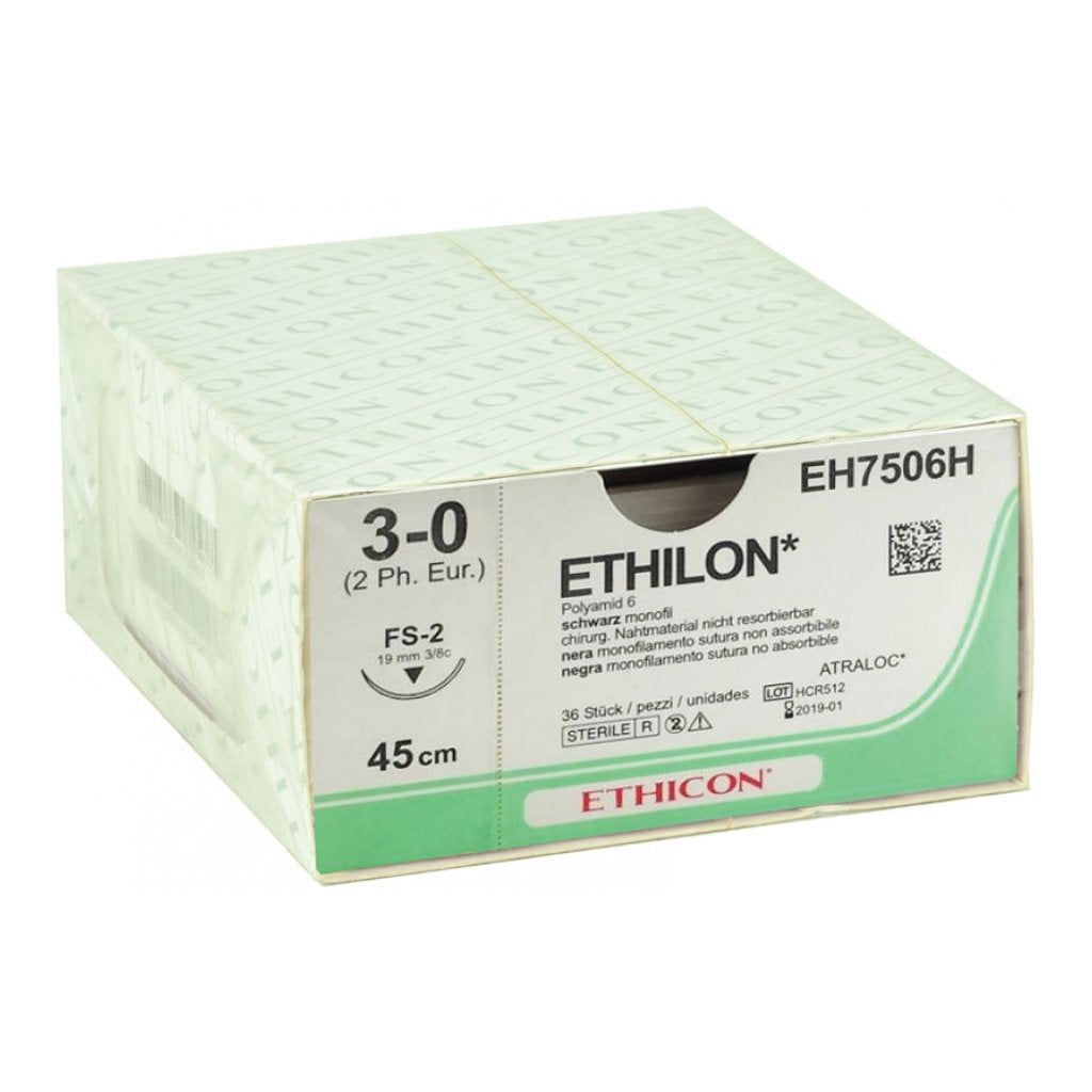 Sutura Monofilamento Ethicon Ethilon - 3/0 Ago 19 mm - Conf. 36 Pz.