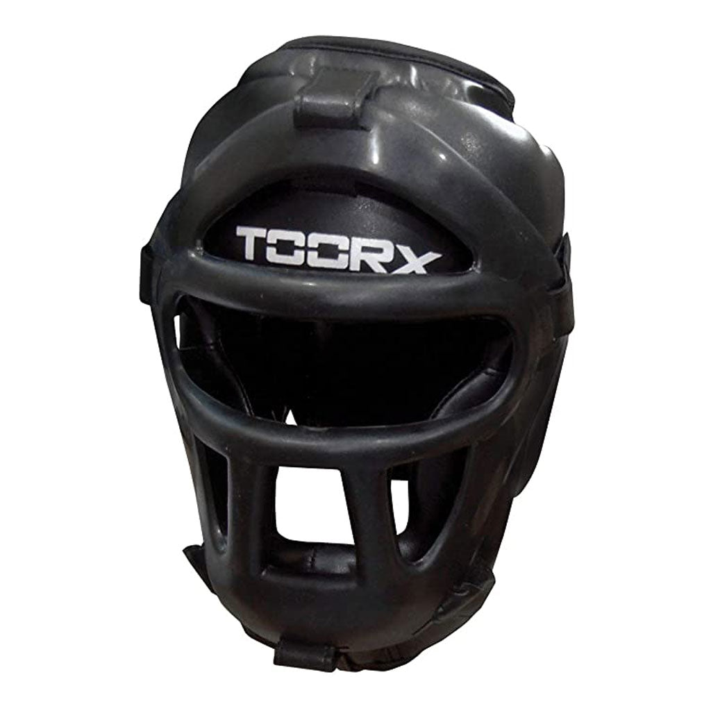 Casco boxe / kick boxing in ecopelle con griglia in policarbonato