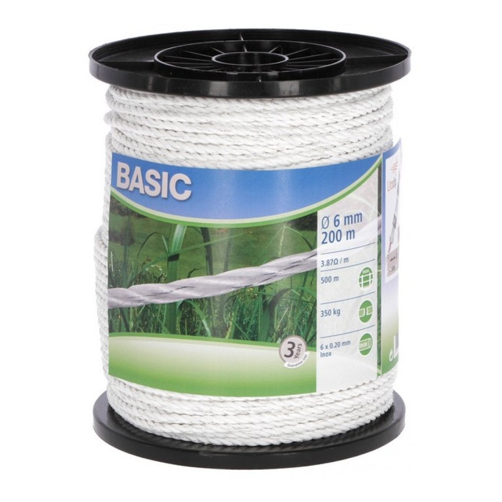 Corda Elettrificata Tondo per Recinto Basic Bianco mt.200