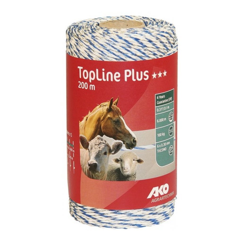 Filo Elettrificato Tondo per Recinto Topline Plus Bianco/Blu mt.200