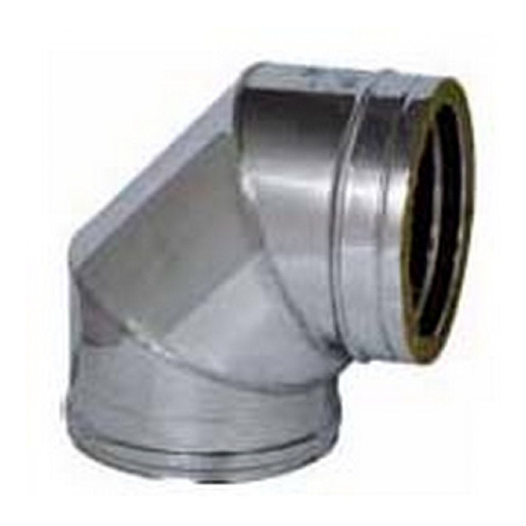 Gomito 90° Tubo Canna Fumaria Doppia Parete in Acciaio Inox Per Stufe Ø10/15 cm
