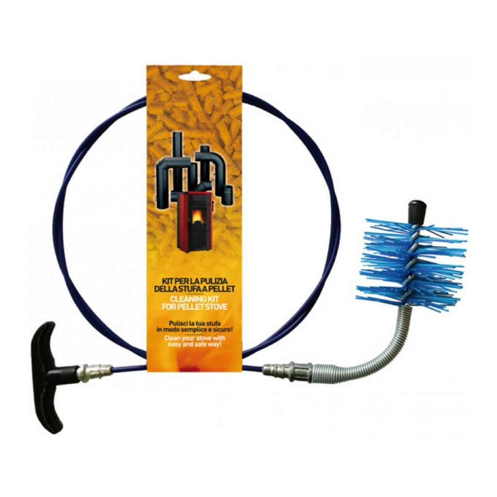 Kit Attrezzi Pulizia per Scarico fumi Stufe a pellet - Scovolo in Nylon + Prolunga