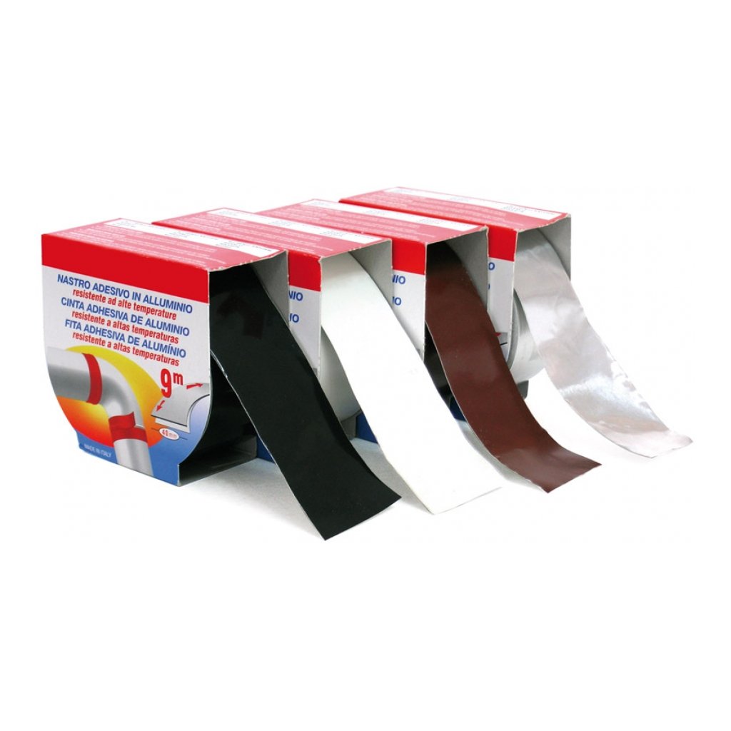Nastro adesivo per Tubi Stufa Alte Temperature 40 mm x 9 metri - Colore Nero