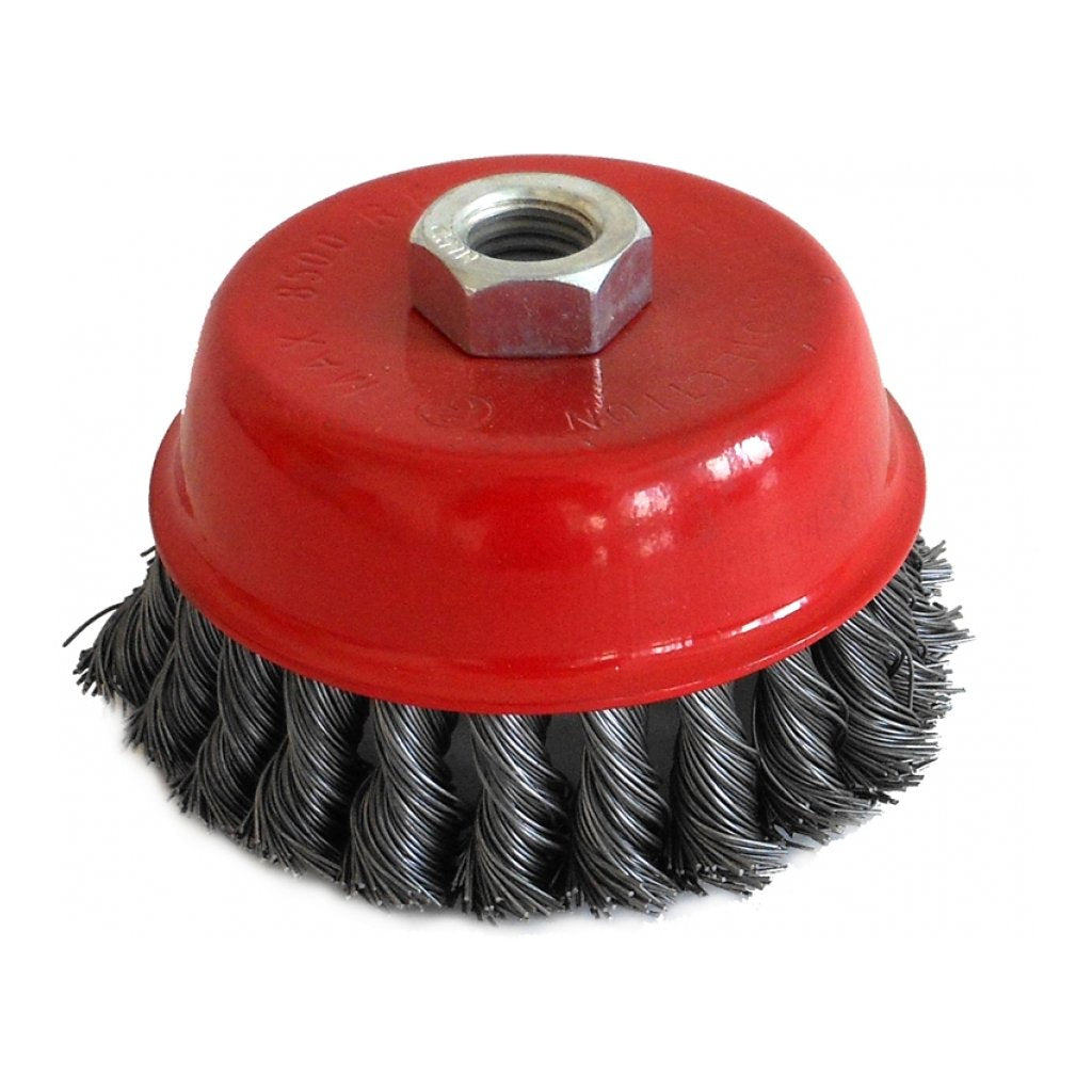 Spazzola a Tazza a Mazzetti Ritorti Attacco M14 Ø mm. 75