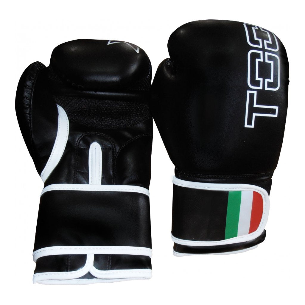 LEOPARD - Guanti boxe in ecopelle - polsino tricolore