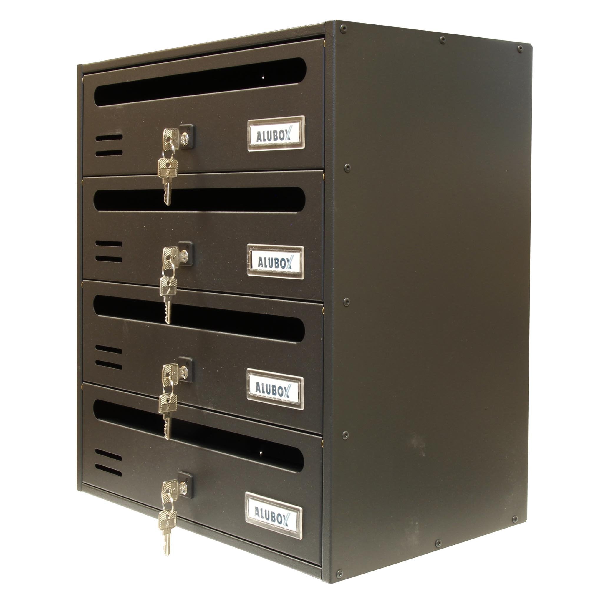 Cassetta postale a 4 posti elettrozincata - 385x250xh430 mm - Grigio - Serie Cubo/R - C4ROGH