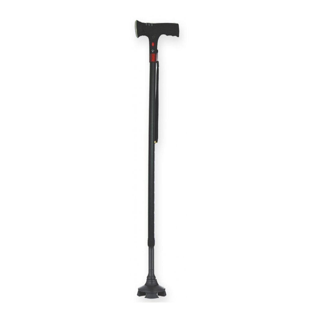 Bastone di Sicurezza con Luce - con Base a 4 Piedini - Nero - 1 Pz.