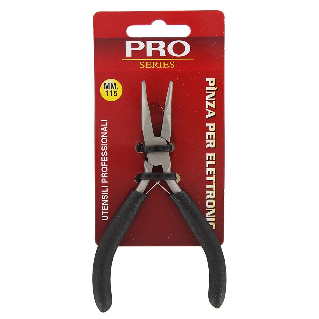 Pinza per elettronica 115 mm con becchi mezzotondi curvi - 11093