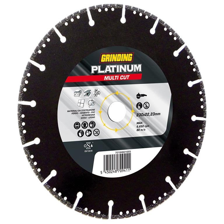 Disco diamantato per ghisa/ferro/cemento/PVC/vetroresina/legno - Ø230 mm PLATINUM MULTI CUT