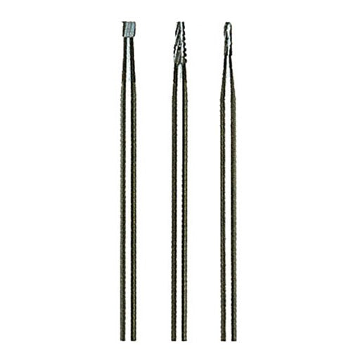 3 Frese per Acciaio Ghisa acciaiosa e Plastica - 1 cilindrica ø1,2 mm + 1 conica ø2,1 mm + 1 cono inverso ø2,3 mm - 28752