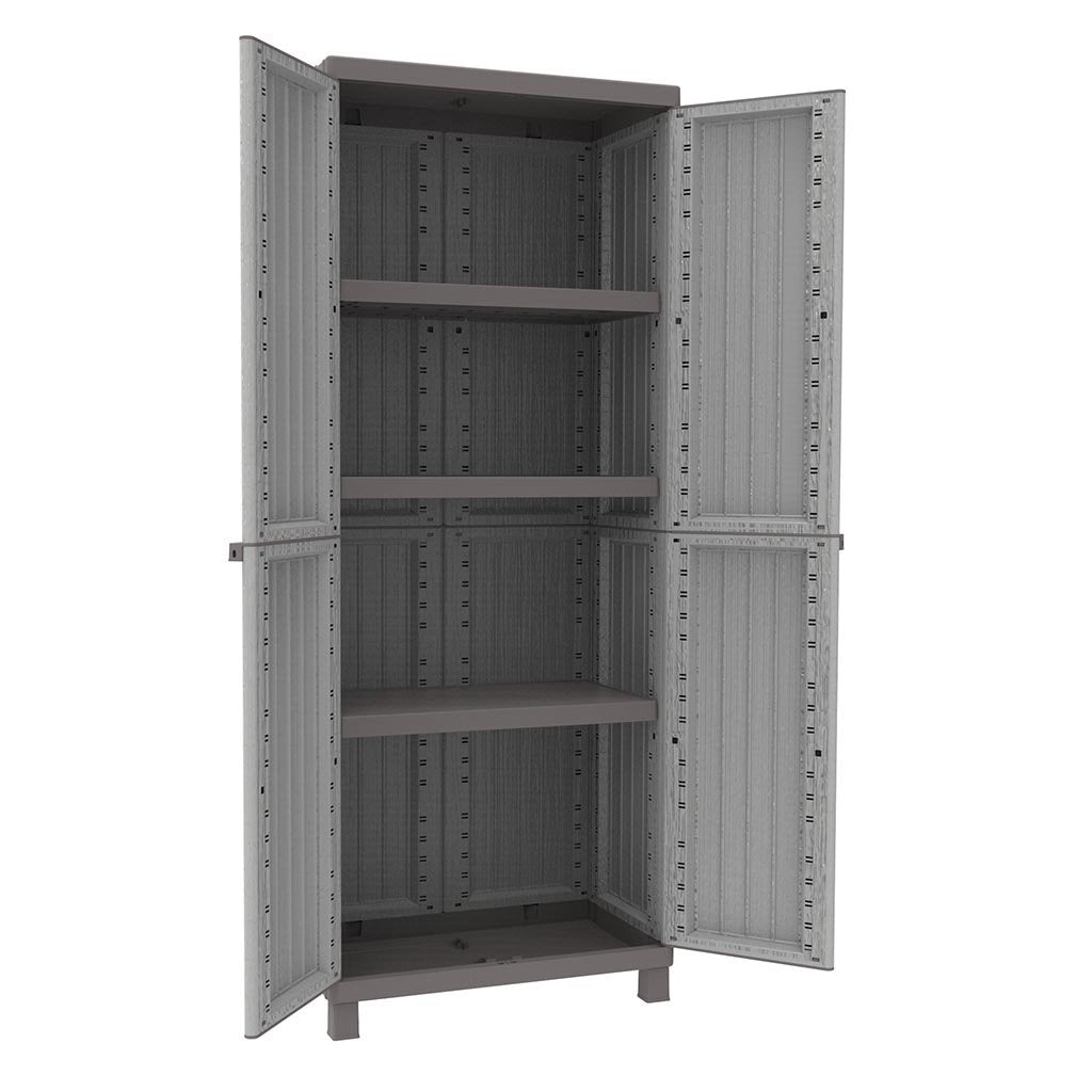 Armadio da Esterno con 2 Ante + 3 Ripiani regolabili - Grigio 68x39xh170 cm 2680