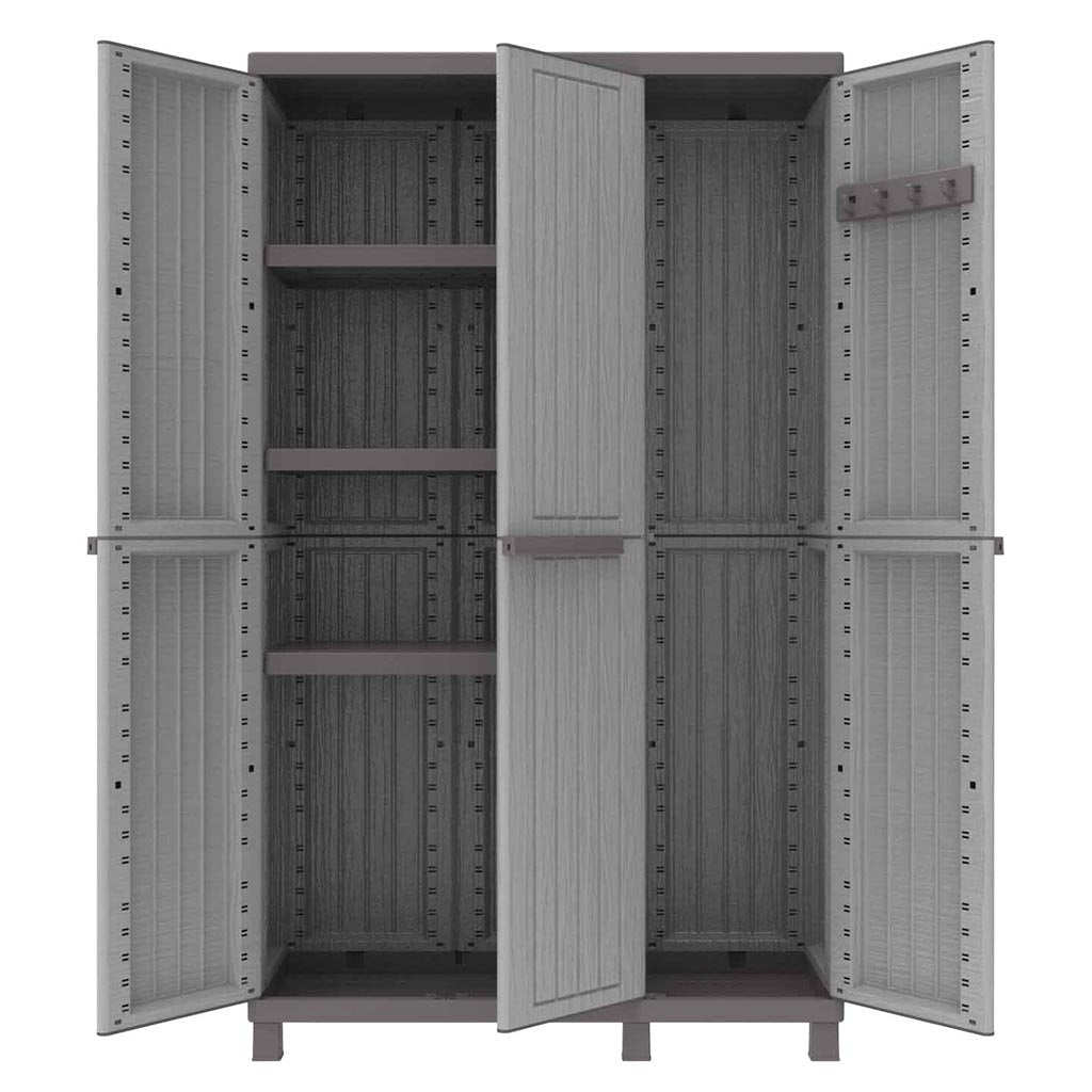 Armadio per esterno con 3 Ante + 2 Vani + 3 Ripiani - Grigio 102x39xh170 cm 102A