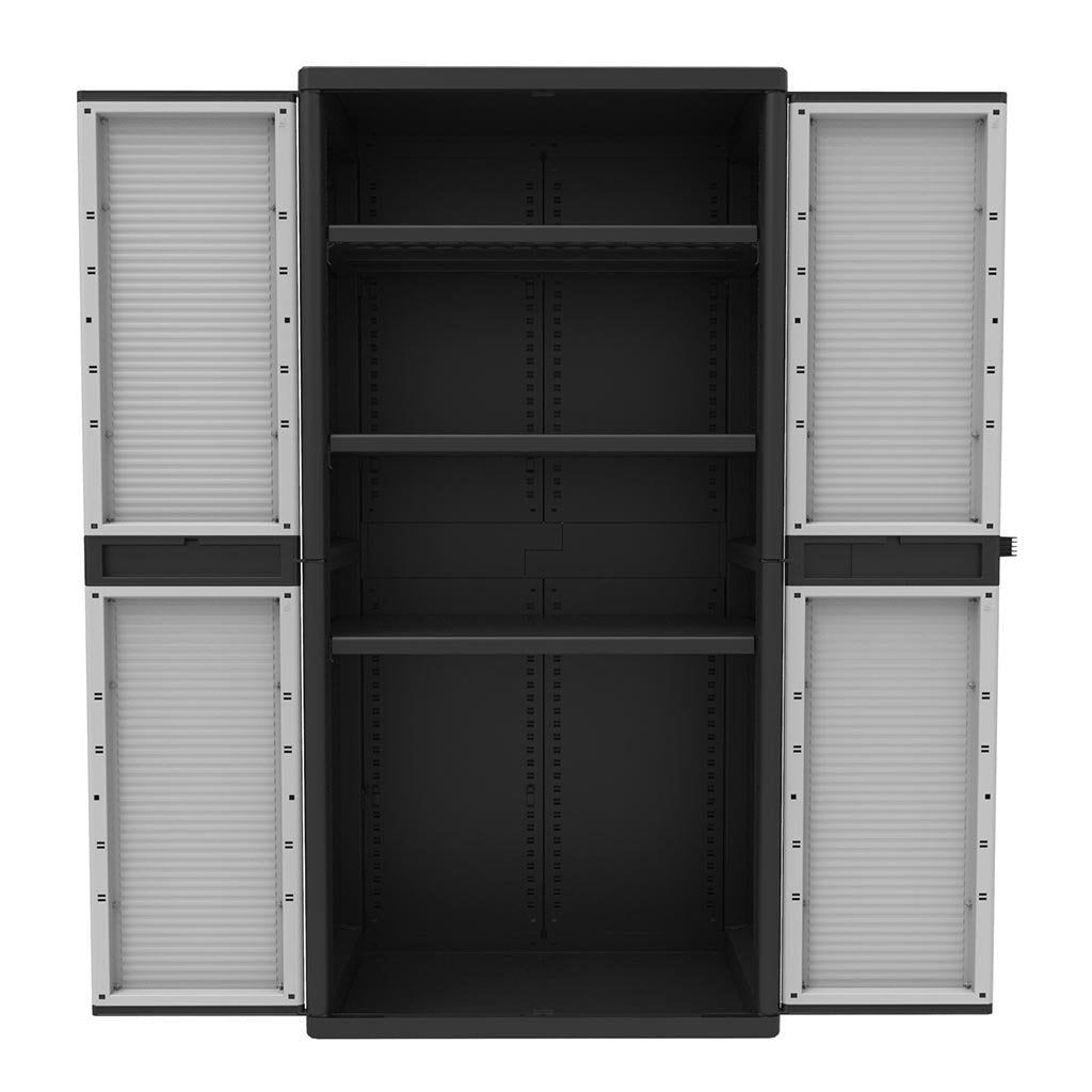 Armadio per Esterno con 2 Ante + 4 Ripiani regolabili - Grigio 90x54xh180 cm JUMBO2900QB