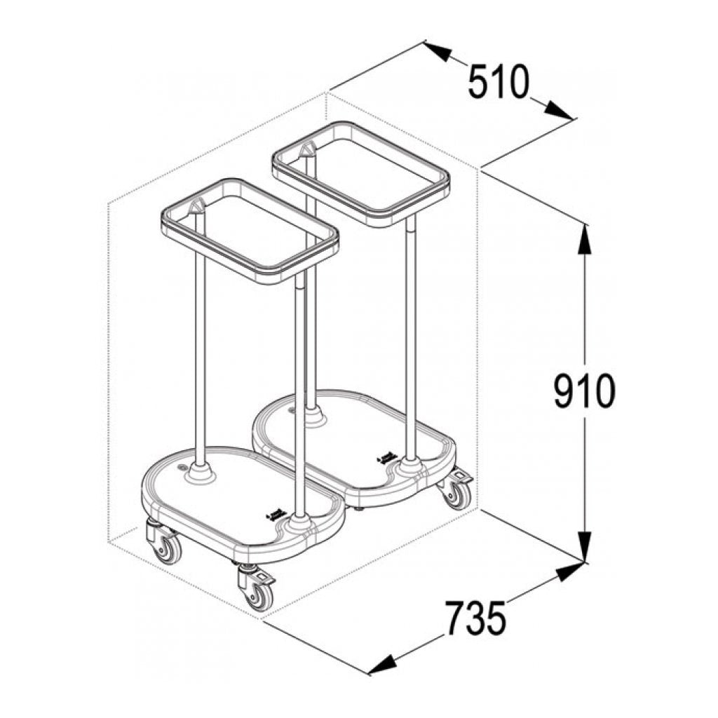 Carrello Portasacco a Pedale - 2 Sacchi - 1 Pz.
