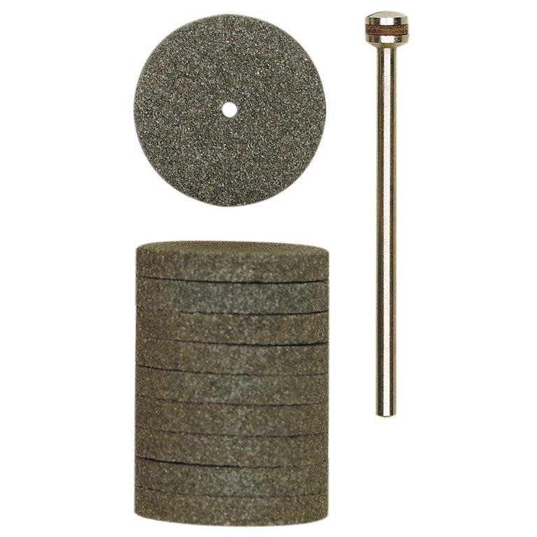 10 Dischi Abrasivi in carburo di silicio per metalli - ø22 mm Codolo ø2,35 mm - 28304