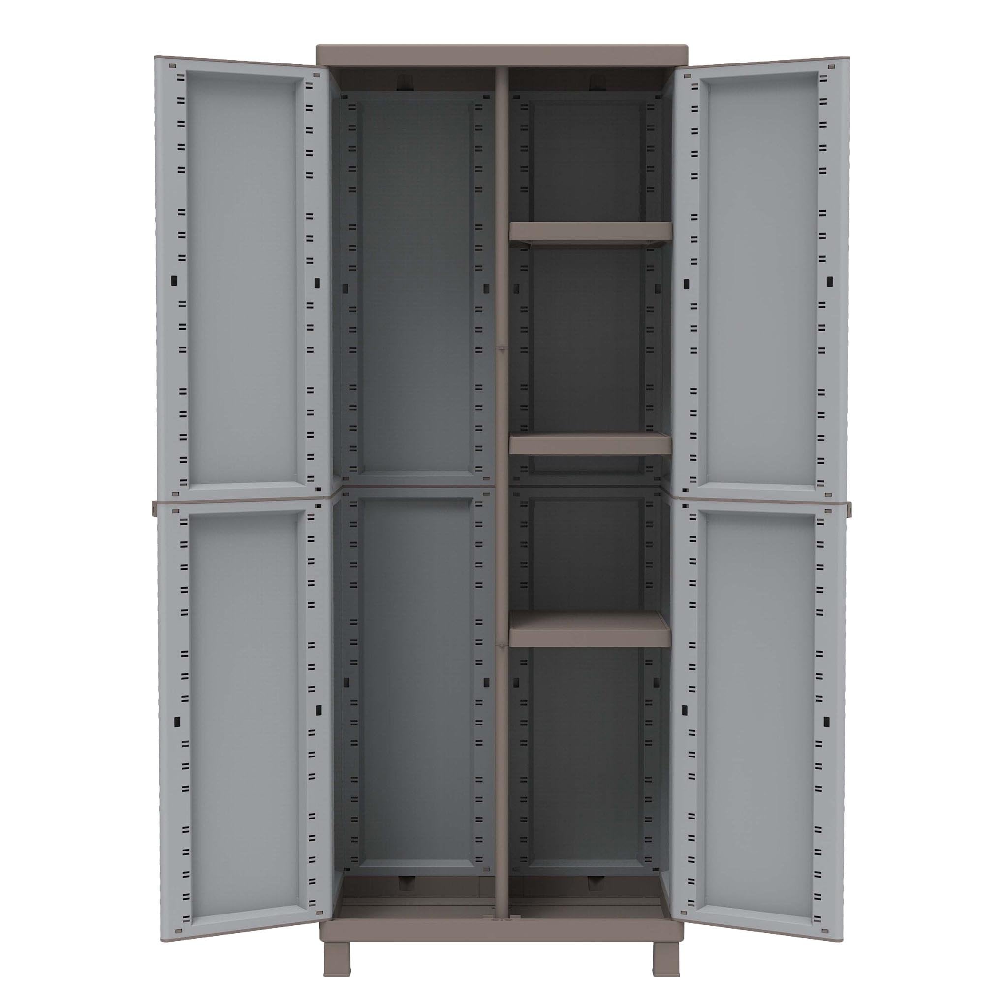 Armadio per Esterno con 2 Ante + 3 Ripiani + Portascope - Grigio 68x39xh170 cm Crattan 3680